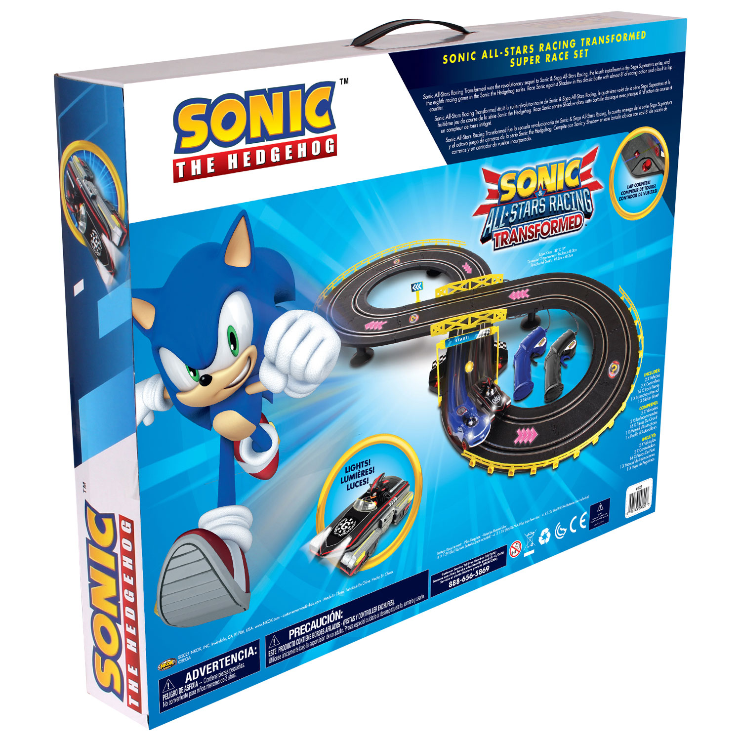 NKOK SART Sonic & Shadow Slot RC Car Race Set - Black
