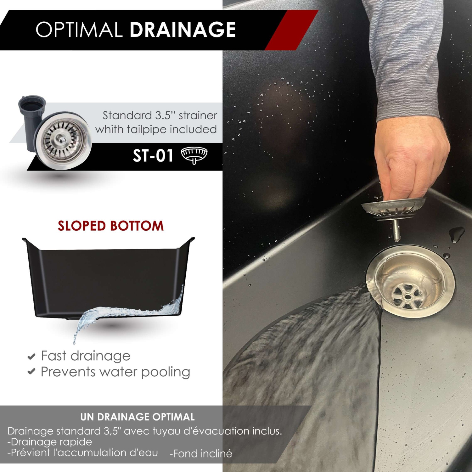 STYLISH 25 inch Black Single Bowl Dual Mount Composite Granite Utility Sink S-825N