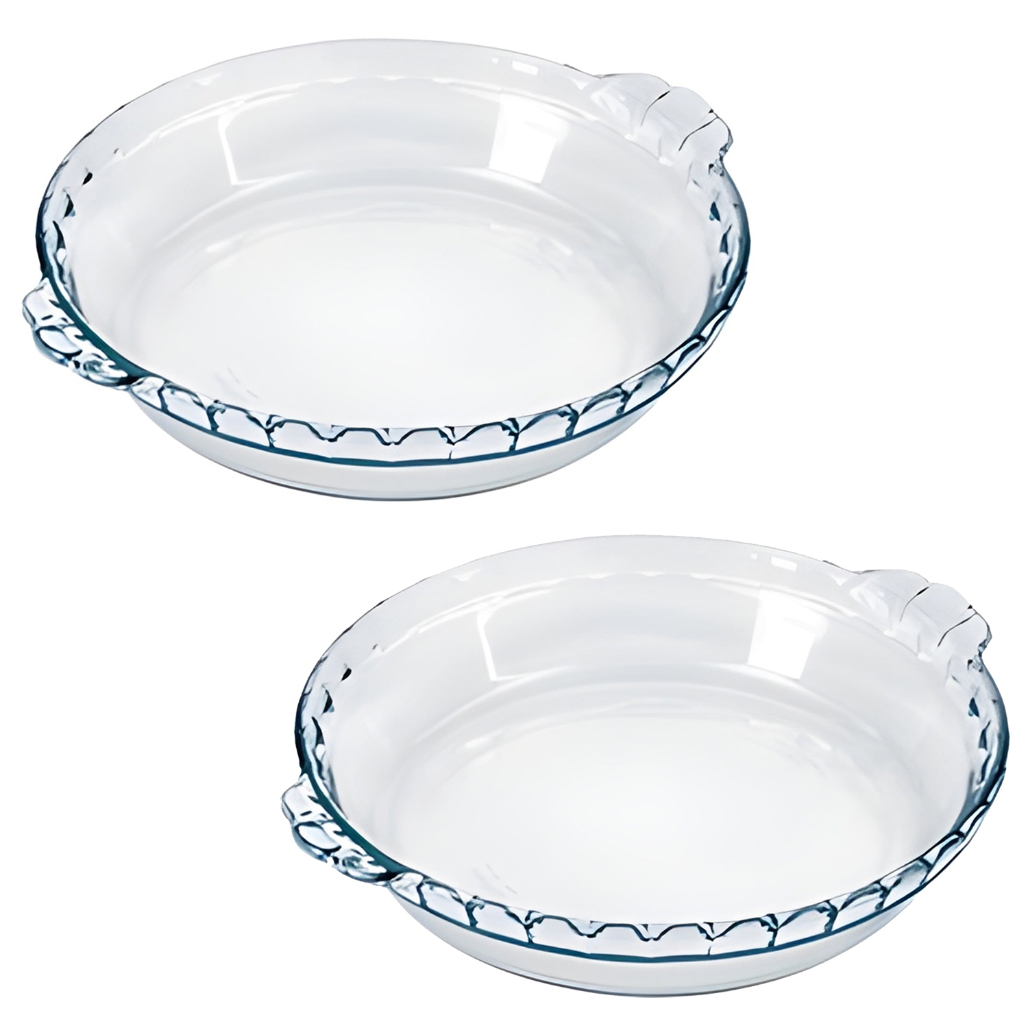 Marinex - Ensemble de 2 Assiettes à Tarte Cannelé en Verre, Diamètre de 9", Va au Four et au Lave-Vaisselle