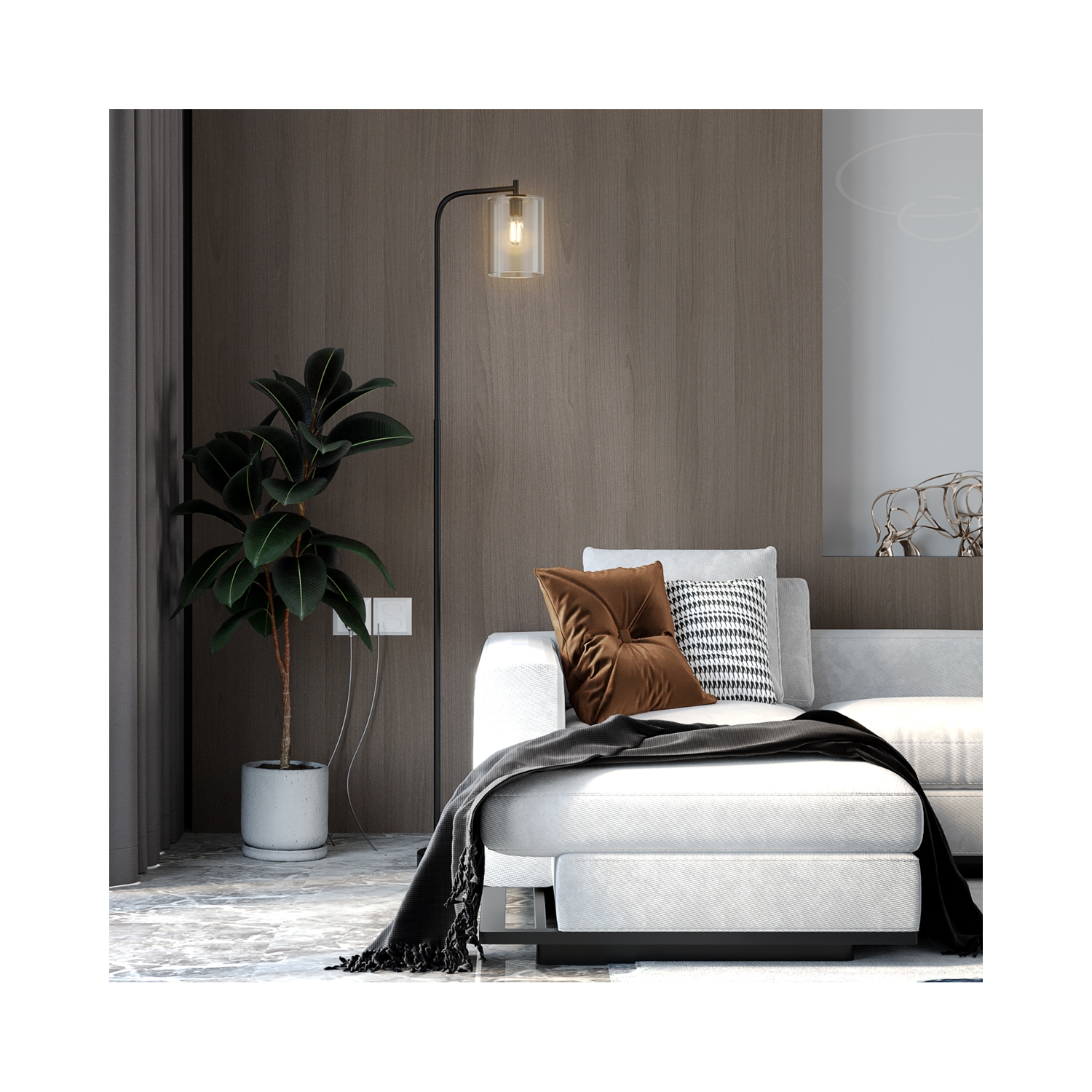 Lampe de plancher industrielle moderne d'intérieur avec abat-jour en verre de Topbuy pour le bureau