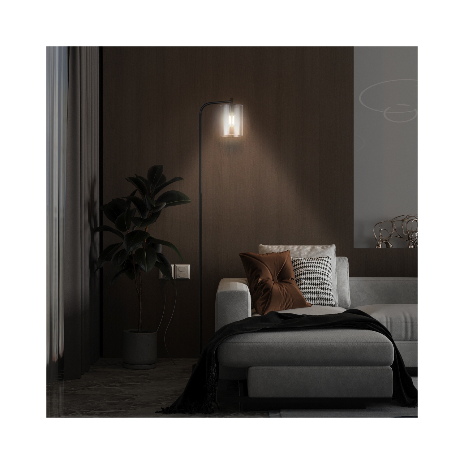 Lampe de plancher industrielle moderne d'intérieur avec abat-jour en verre de Topbuy pour le bureau