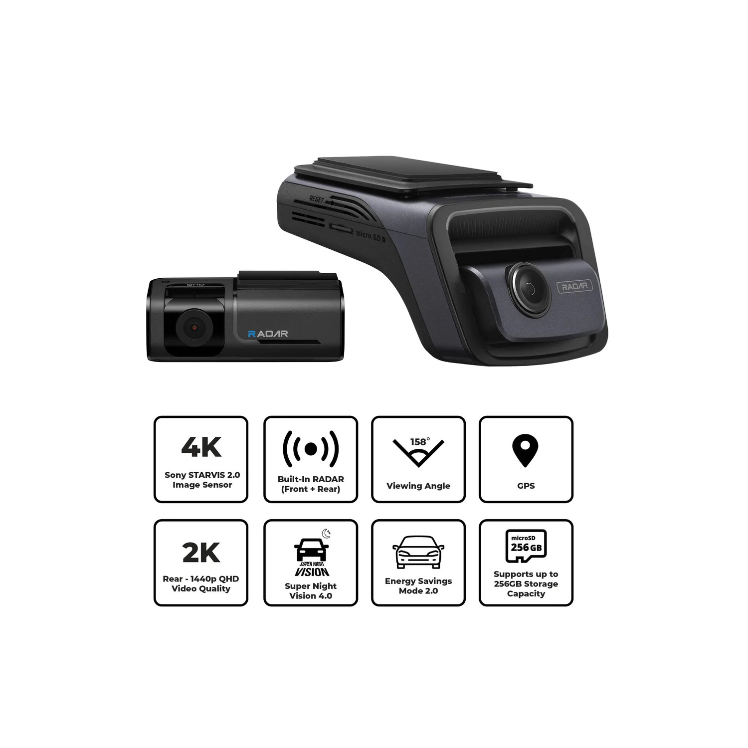 Caméra tableau de bord UHD U3000 4K deux canaux de Thinkware/carte microSD 64GB Go/câble d'alimentation OBD-II