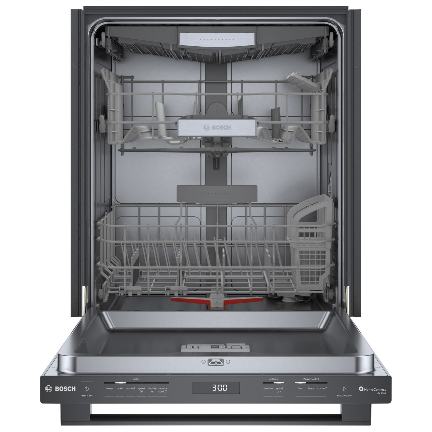 Lave-vaisselle encastrable 24 po 42 dB avec troisième panier de Bosch - Acier inoxydable noir