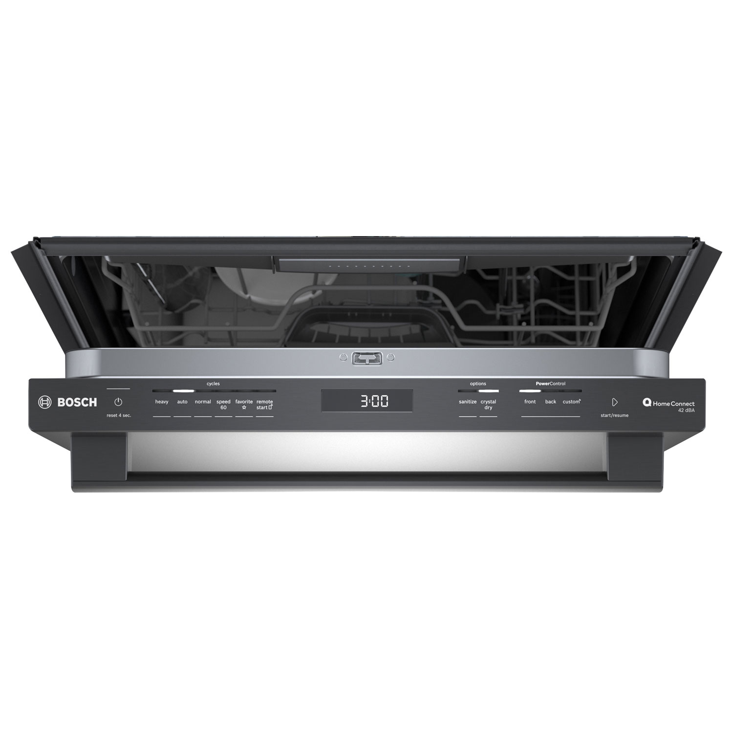 Lave-vaisselle encastrable 24 po 42 dB avec troisième panier de Bosch - Acier inoxydable noir