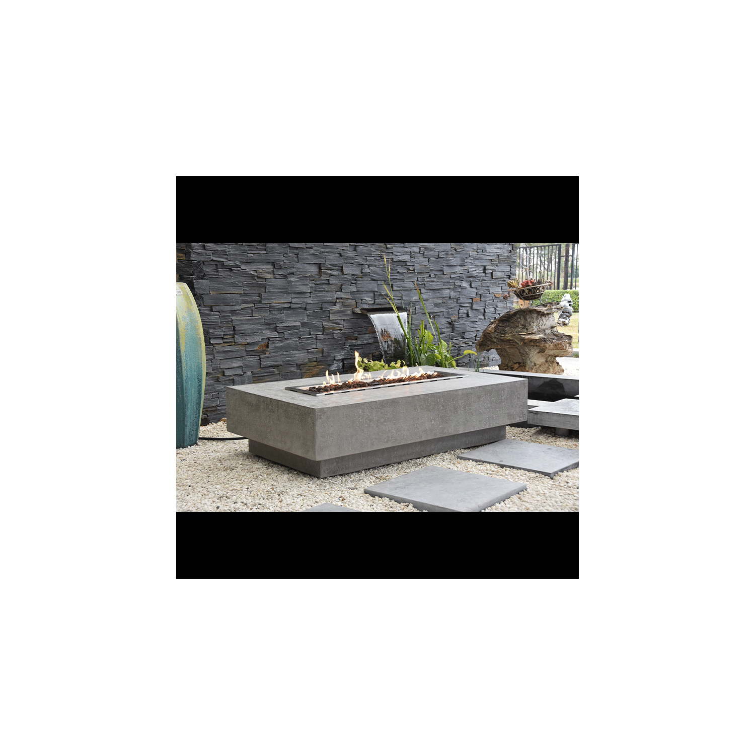 Hampton Cast Concrete Propane Fire Pit with Cover