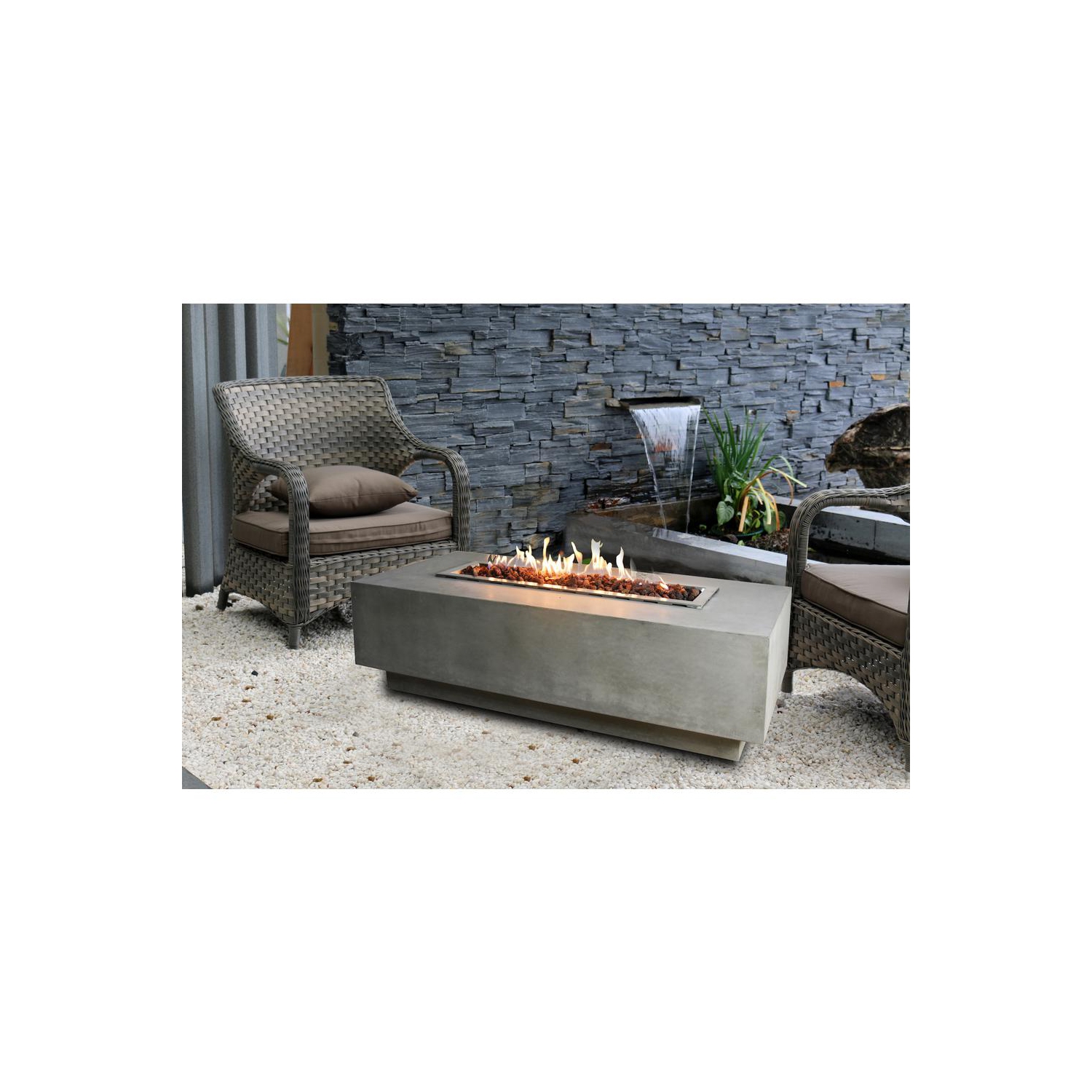Granville 60 Inch Rectangular Natural Gas Fire Table with Cover
