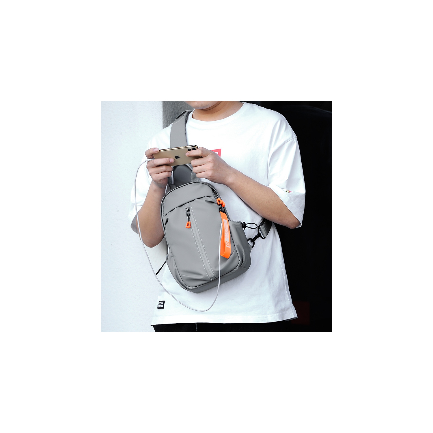 navor Multipurpose Sling Bag Backpack for Men Women, Small Cross Body Lightweight Bag with USB Port & Headphone Hole for Hiking, Traveling, Outdoor