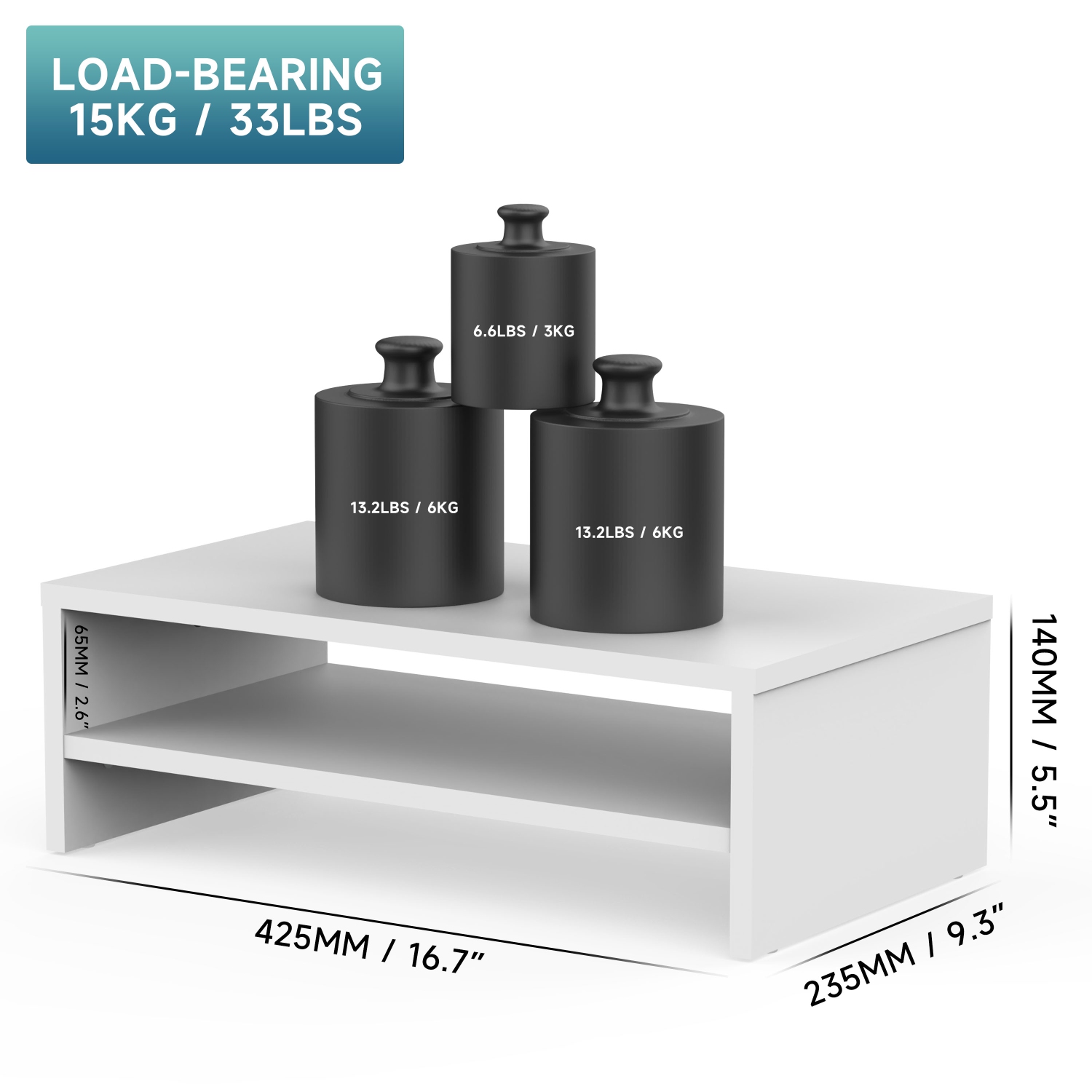 FITUEYES Wood 2 Tiers Monitor Stand Riser, 16.7 Inch Desktop Shelf Storage Organizer, Ergonomic Desk & Tabletop Organizer Desktop Stand for Laptop,