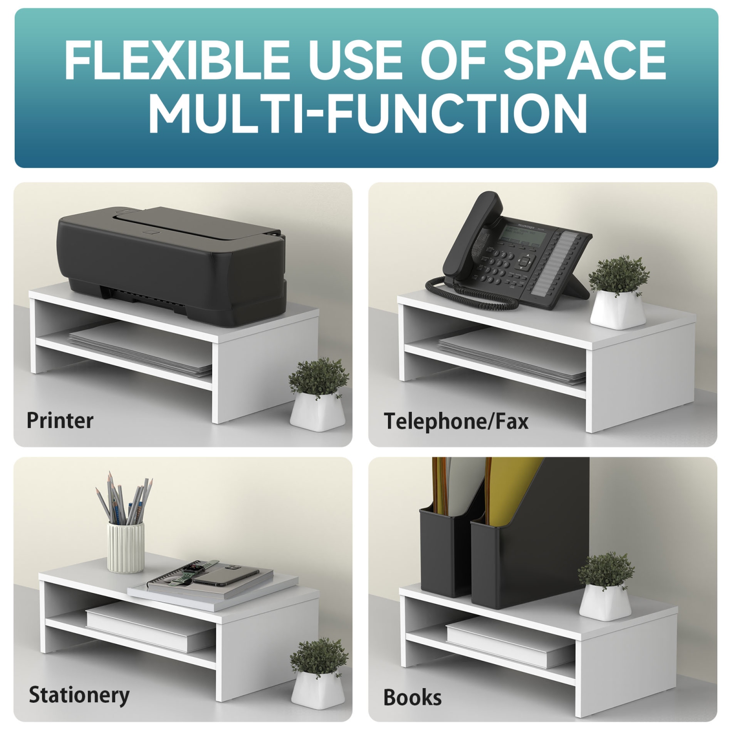 FITUEYES Wood 2 Tiers Monitor Stand Riser, 16.7 Inch Desktop Shelf Storage Organizer, Ergonomic Desk & Tabletop Organizer Desktop Stand for Laptop,