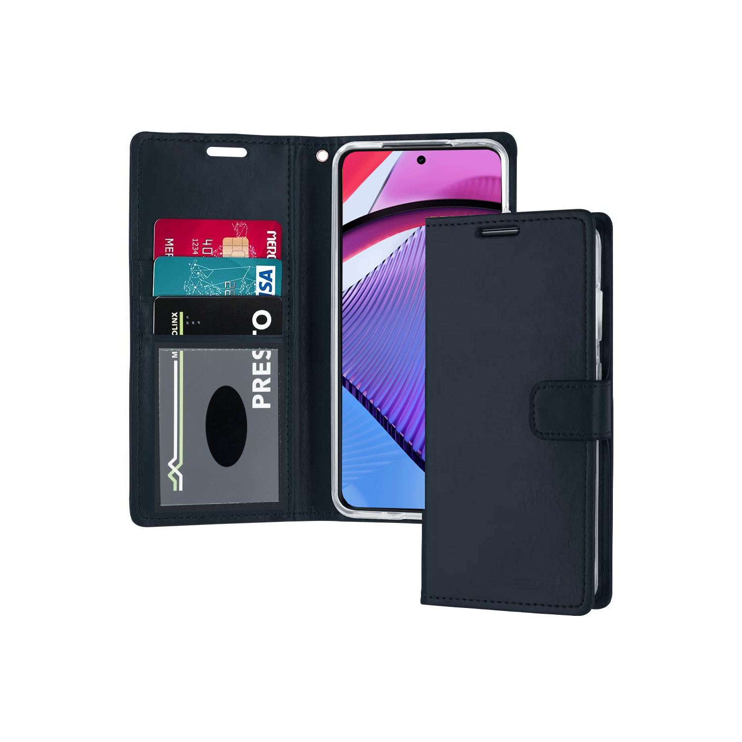XCRS Folio Magnetic Wallet Cover, PU Leather Pouch with Card Slot and Stand Case for Motorola Moto G Power 5G (2023).