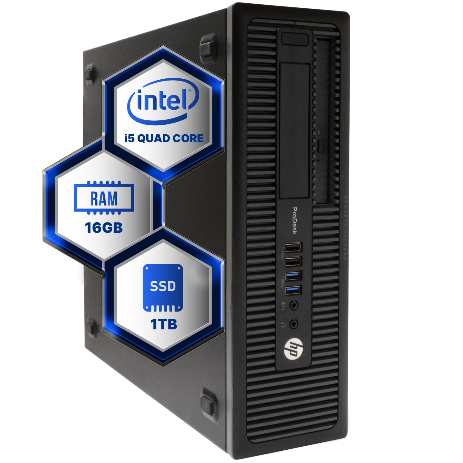 Refurbished (Good) HP ProDesk 4th Gen Desktop Computer | Quad Core Intel i5 (3.2) | 16GB DDR3 RAM | 1TB SSD | Windows 10 Professional | Home or Office PC