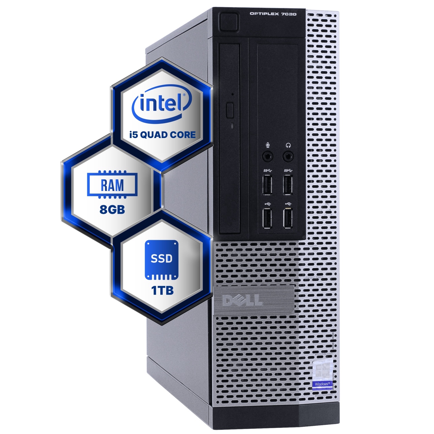 Refurbished (Good) - Dell Optiplex 4th Gen Desktop Computer | Quad Core Intel i5 (3.2) | 8GB DDR3 RAM | 1TB SSD | Windows 10 Professional | Home or Office PC