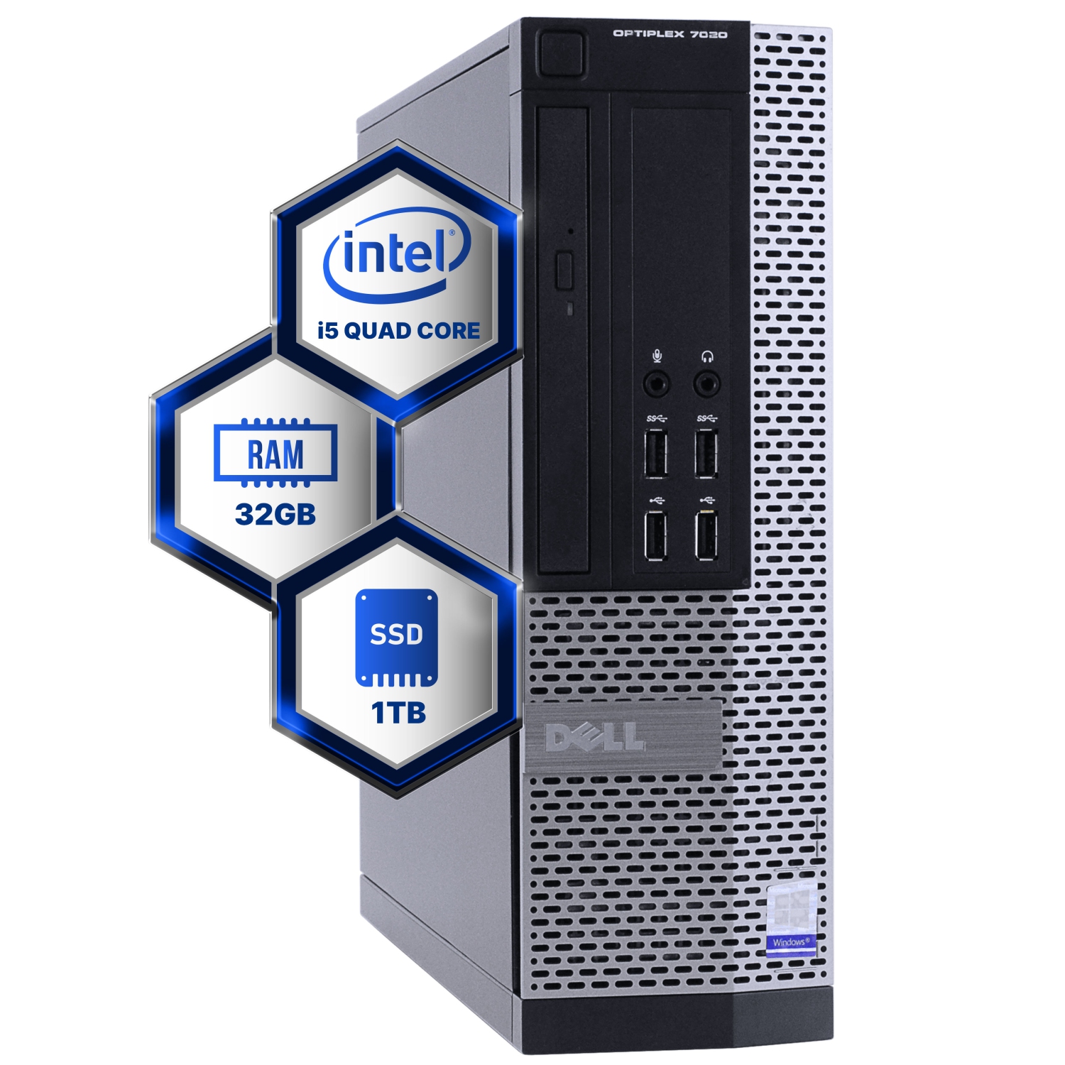 Refurbished (Good) - Dell Optiplex 4th Gen Desktop Computer | Quad Core Intel i5 (3.2) | 32GB DDR3 RAM | 1TB SSD | Windows 10 Professional | Home or Office PC