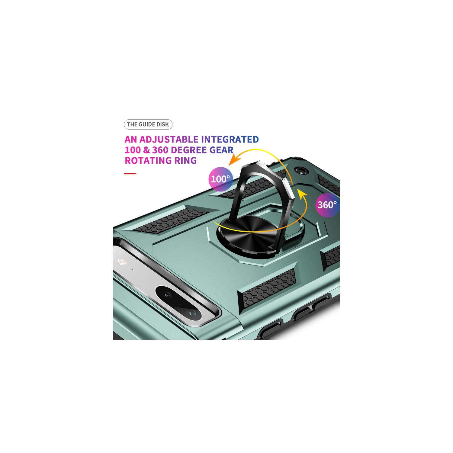 XCRS Dual-Layer Slim Design Armor Protection Cover, Built-in Magnetic Ring, 360 ° Rotating Kickstand for Hands-Free View, Drop Protection Case for