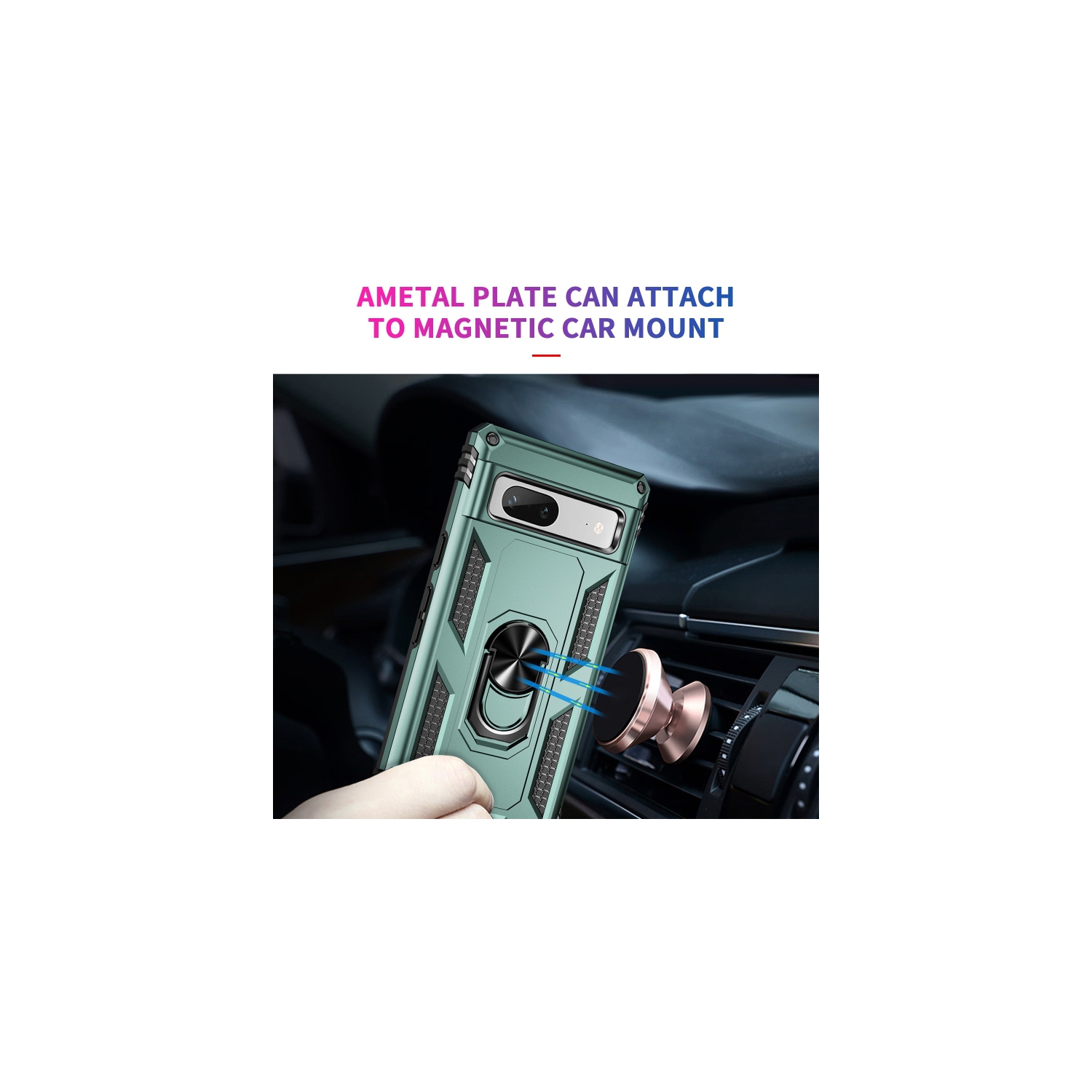 XCRS Dual-Layer Slim Design Armor Protection Cover, Built-in Magnetic Ring, 360 ° Rotating Kickstand for Hands-Free View, Drop Protection Case for