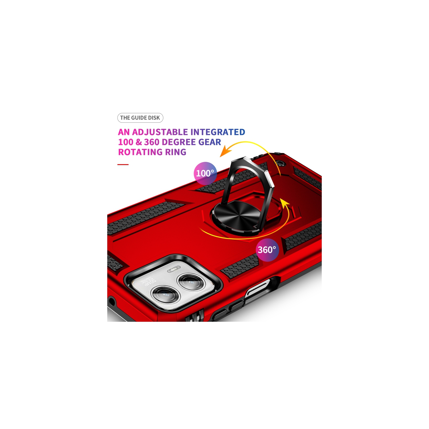 XCRS Dual-Layer Slim Design Armor Protection Cover, Built-in Magnetic Ring, 360 ° Rotating Kickstand for Hands-Free View, Drop Protection Case for