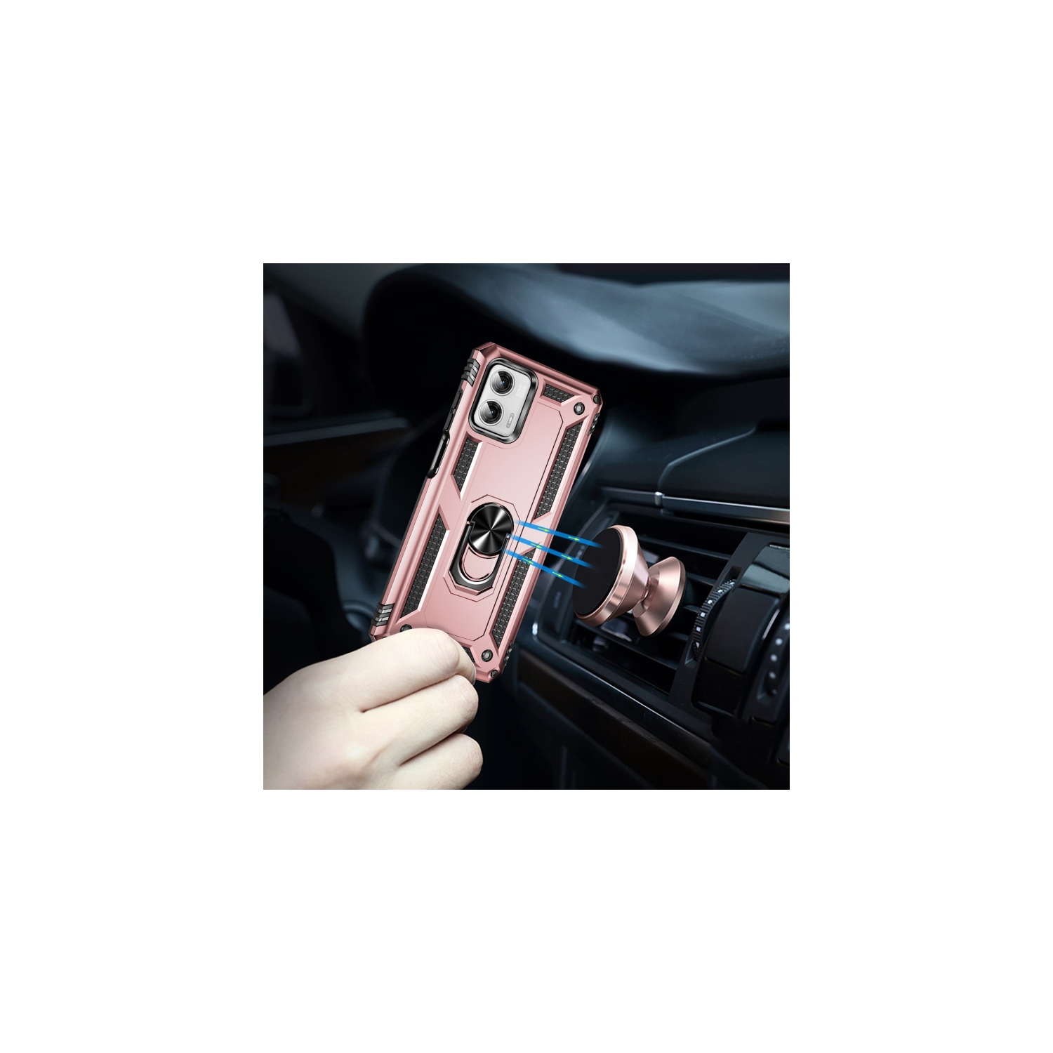 XCRS Dual-Layer Slim Design Armor Protection Cover, Built-in Magnetic Ring, 360 ° Rotating Kickstand for Hands-Free View, Drop Protection Case for