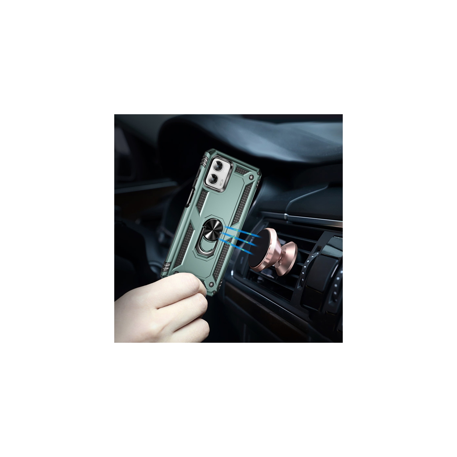 XCRS Dual-Layer Slim Design Armor Protection Cover, Built-in Magnetic Ring, 360 ° Rotating Kickstand for Hands-Free View, Drop Protection Case for