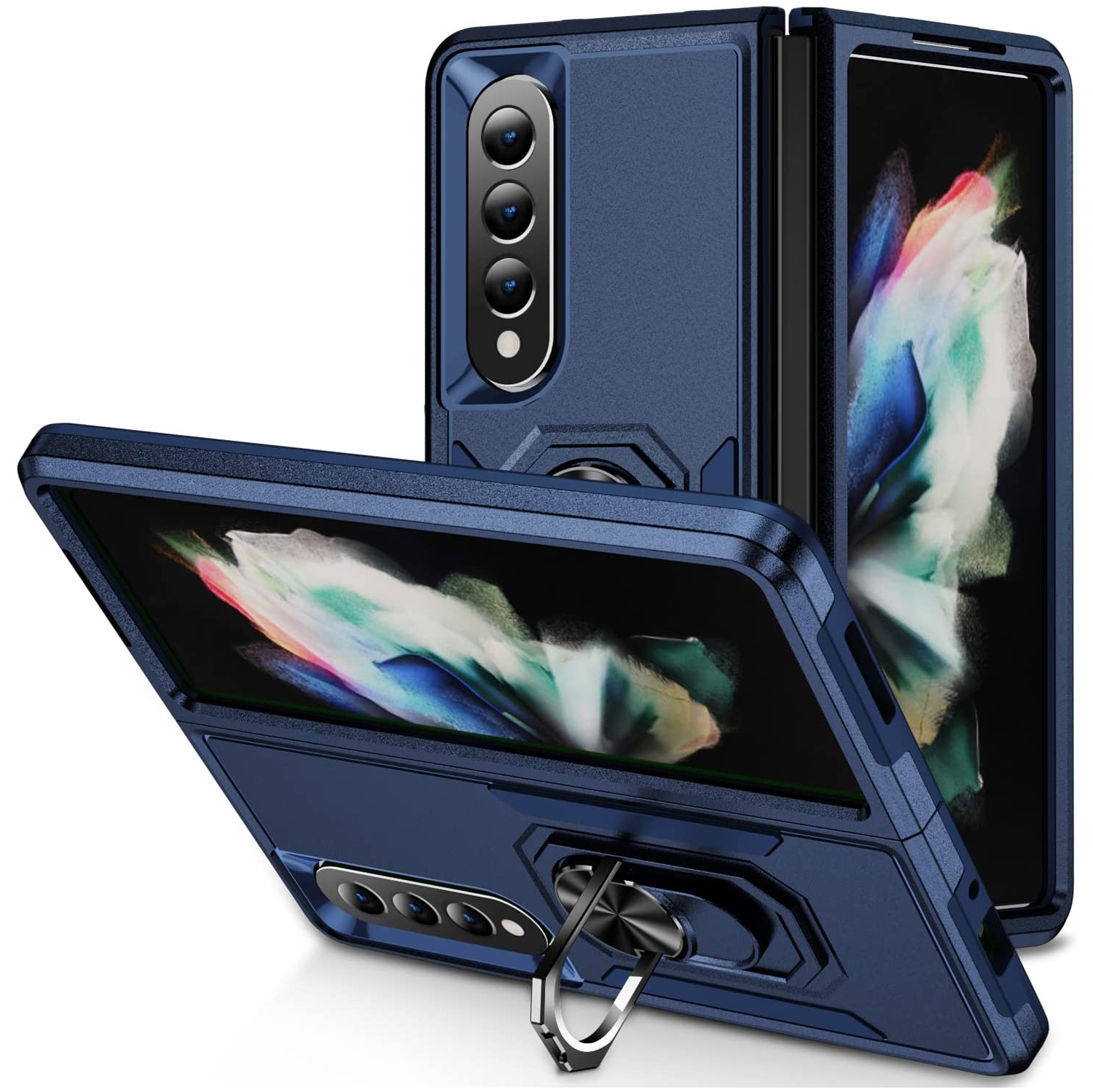 XCRS Slim Design Comm Armor Protection Cover, with 360° Ring Holder Kickstand, Hard PC Slim Shock Proof Protective Case for Samsung Galaxy Z Fold 4