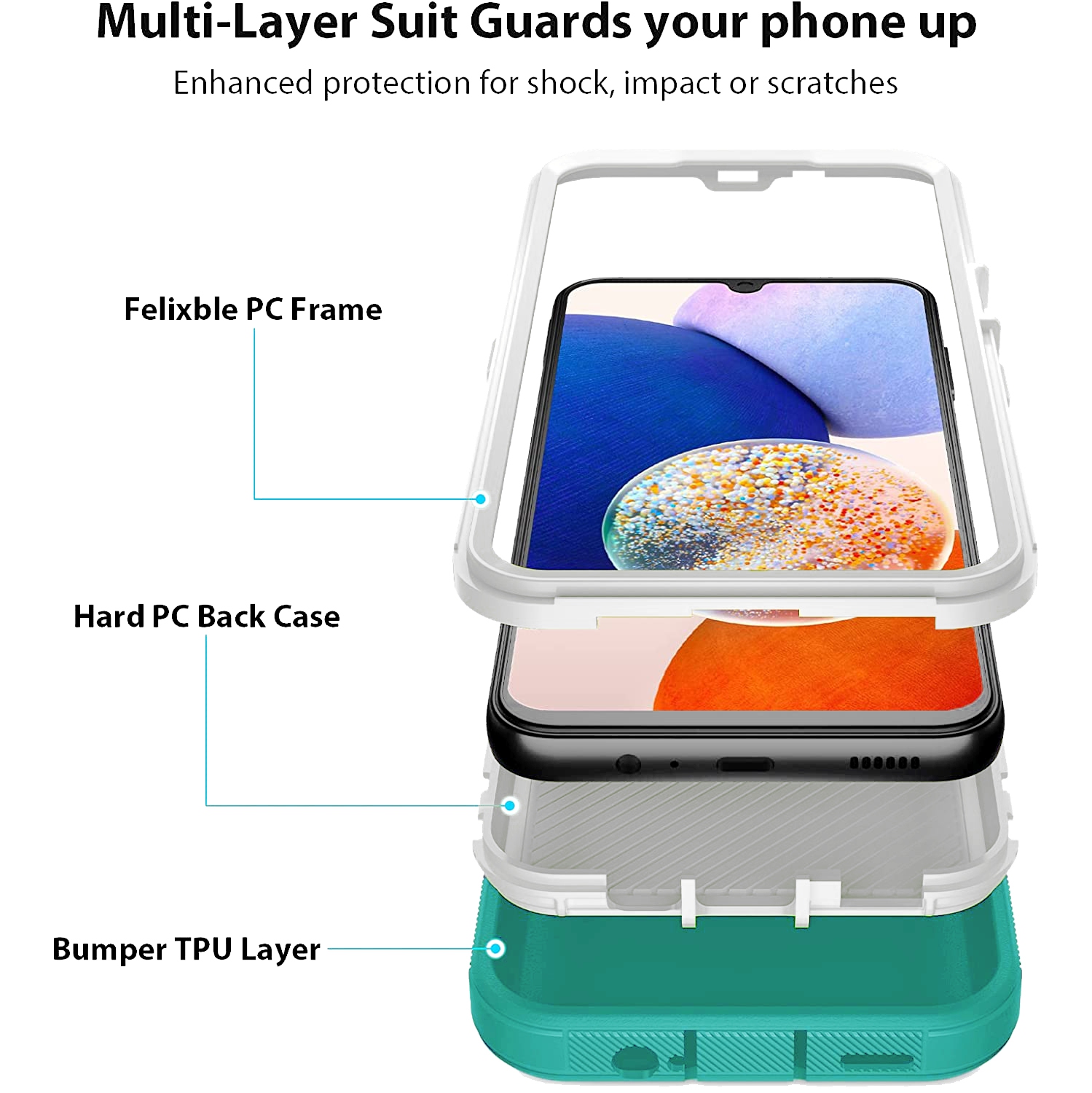 XCRS Heavy Duty Triple Layer Defender Cover with Shockproof Protection Case for Samsung Galaxy A54 2023