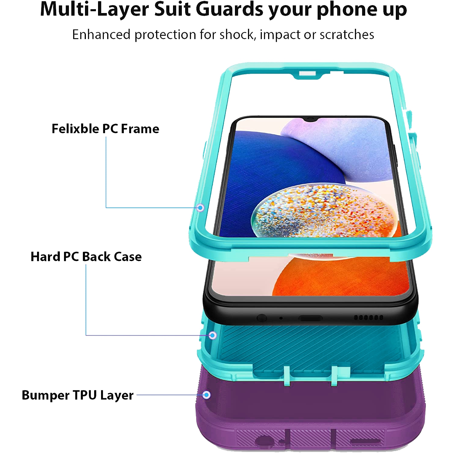 XCRS Heavy Duty Triple Layer Defender Cover with Shockproof Protection Case for Samsung Galaxy A54 2023