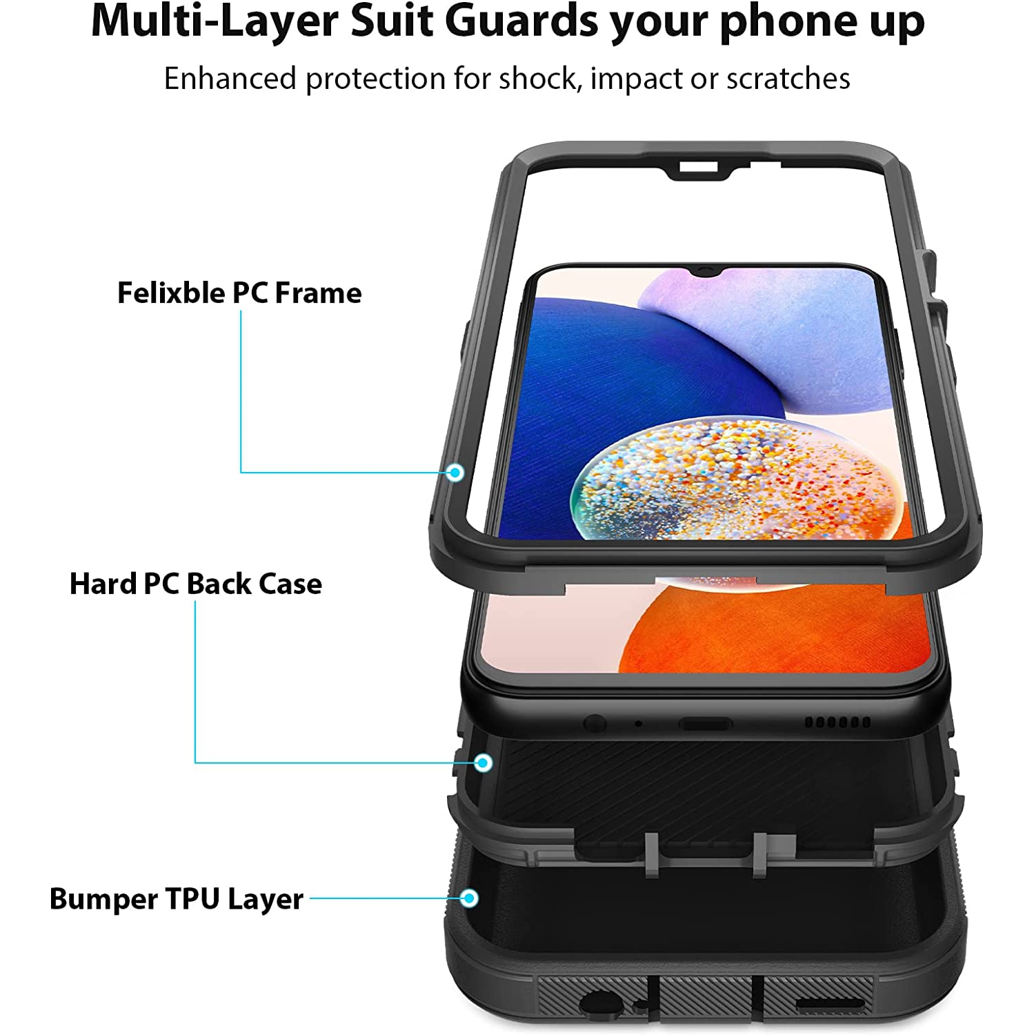 XCRS Heavy Duty Triple Layer Defender Cover with Shockproof Protection Case for Samsung Galaxy A54 2023