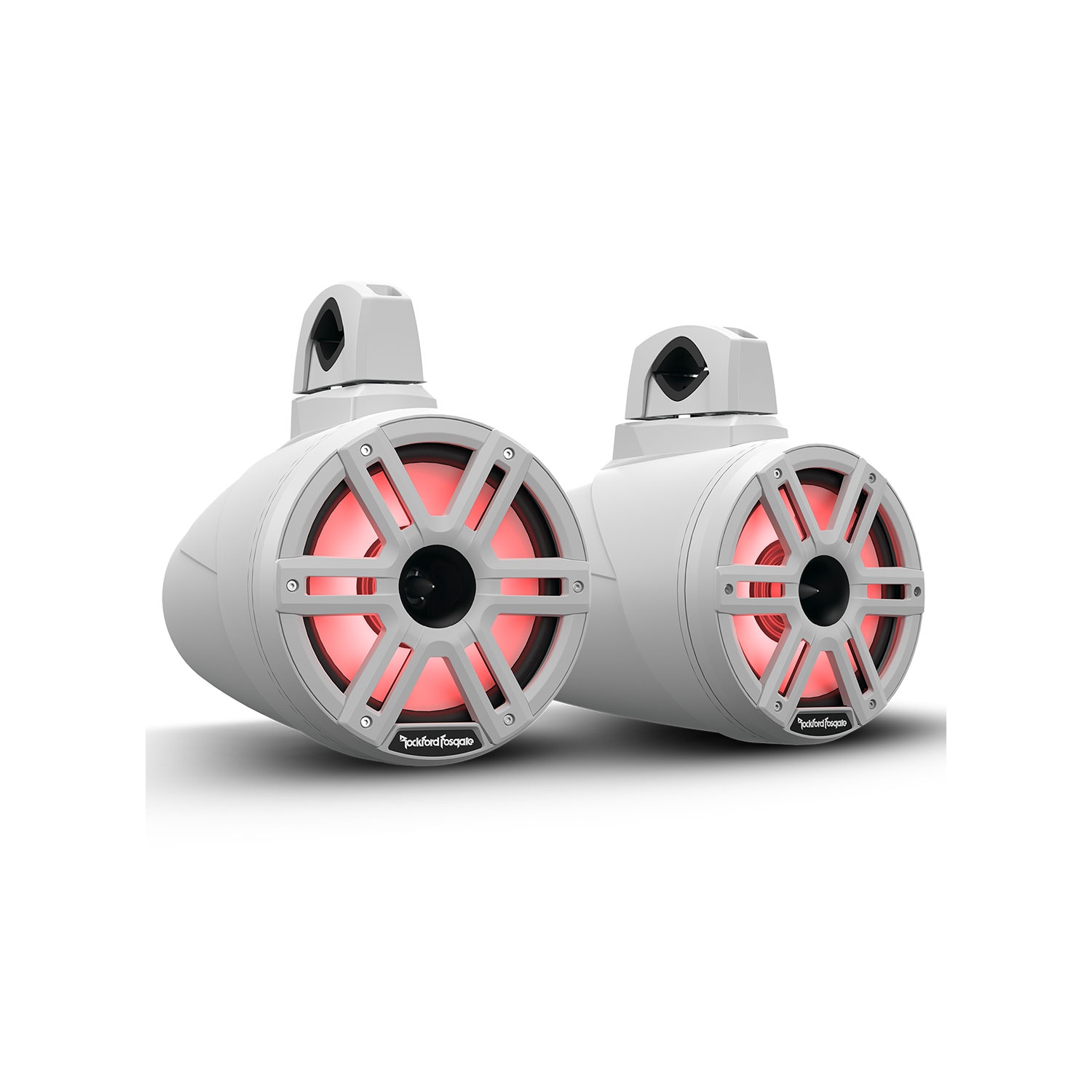 Haut-parleurs verticaux de réveil à pavillon Optix couleur 8 po Fosgate M2WL-8H de Rockford – Blanc – paire