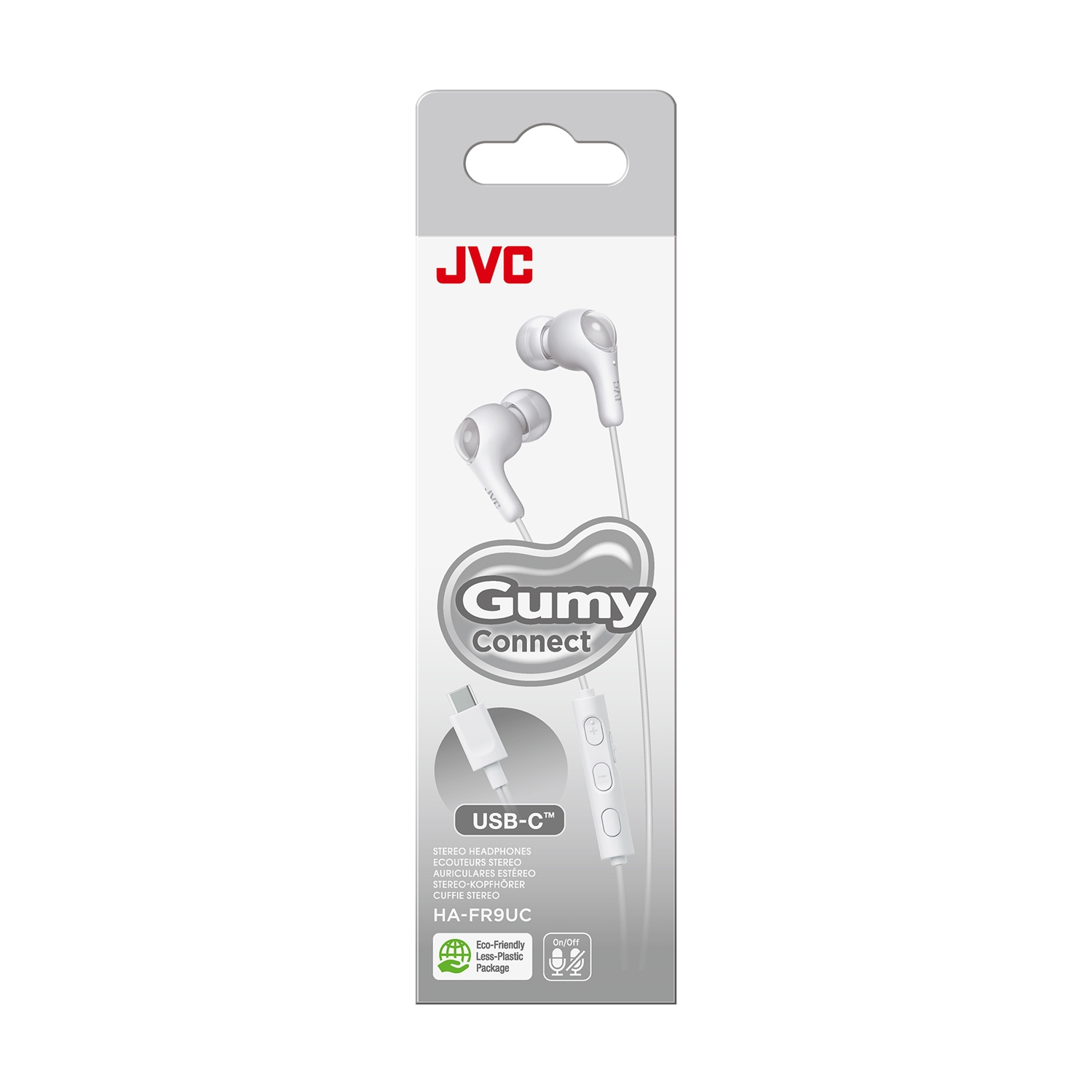JVC HA-FR9UC-W - Écouteurs bouton USB de type C avec fil Gumy Connect avec télécommande et microphone intégrés, blanc