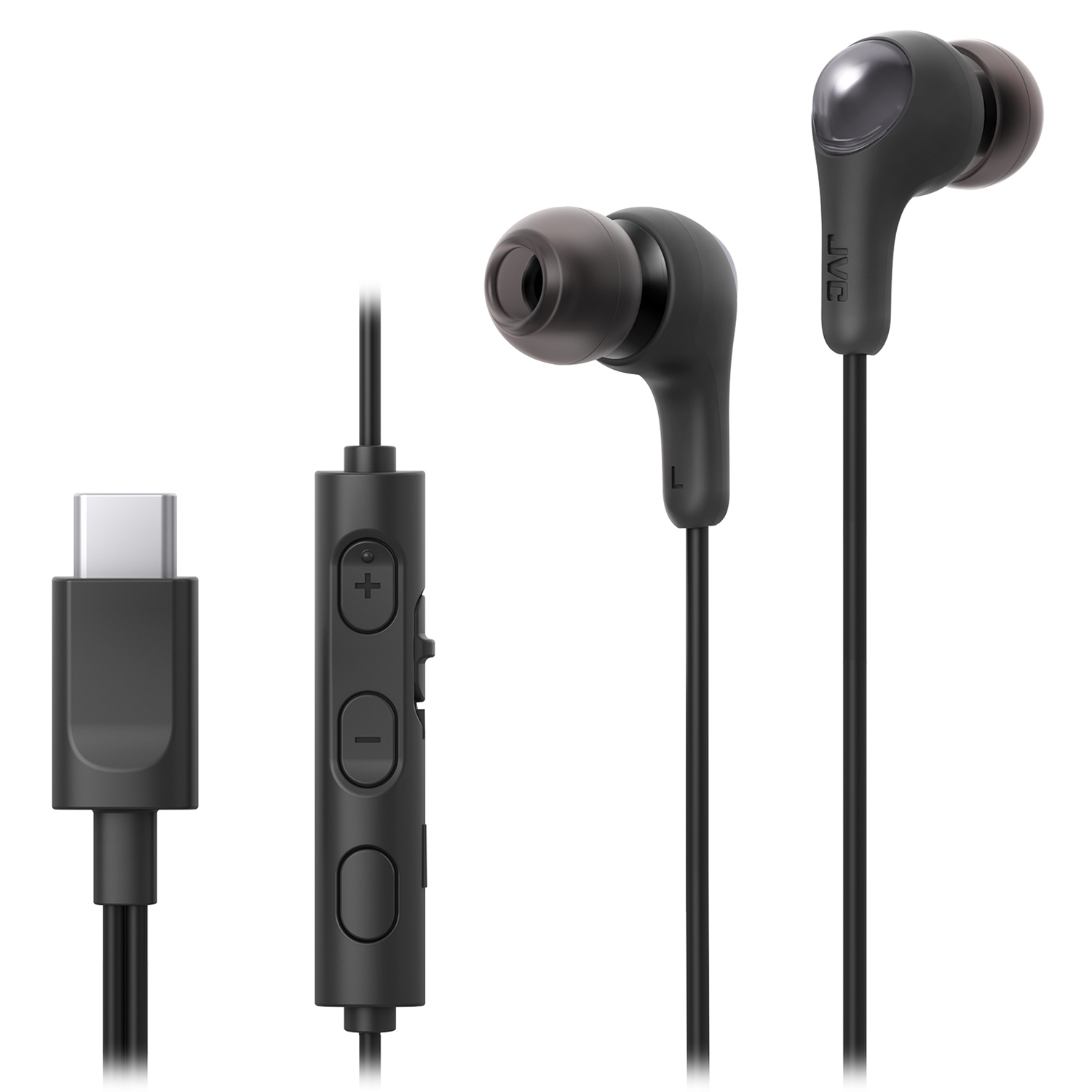 JVC HA-FR9UC-B - Gumy Connect Wired USB Type-C In-Ear Headphones With Built-in Remote Control and Microphone, Black