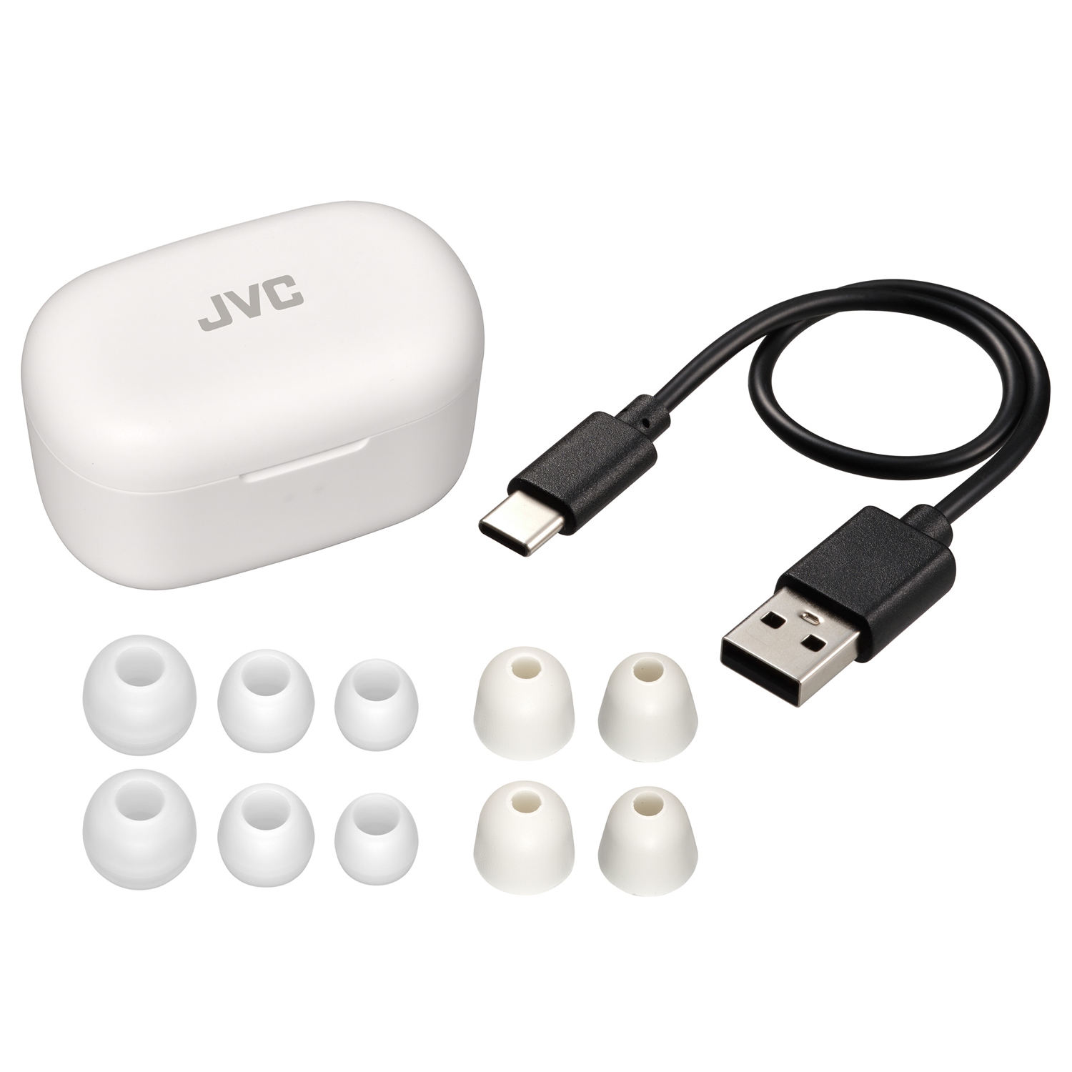 JVC HA-A25T-W - Marshmallow In-Ear Headphones with Noise Cancellation, Bluetooth 5.3, Charging Case and Touch Controls, White