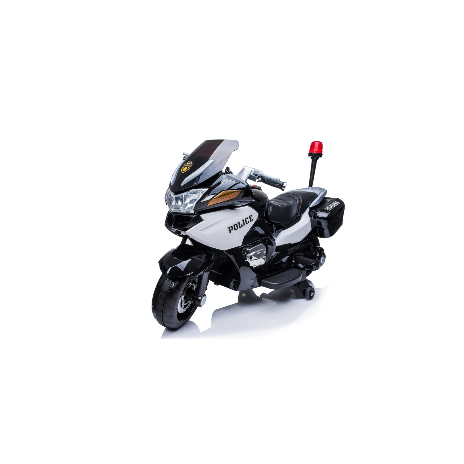 24V Police Officer Ride-On Motorcycle w/ Removable Stabilizing Wheels, SD, USB