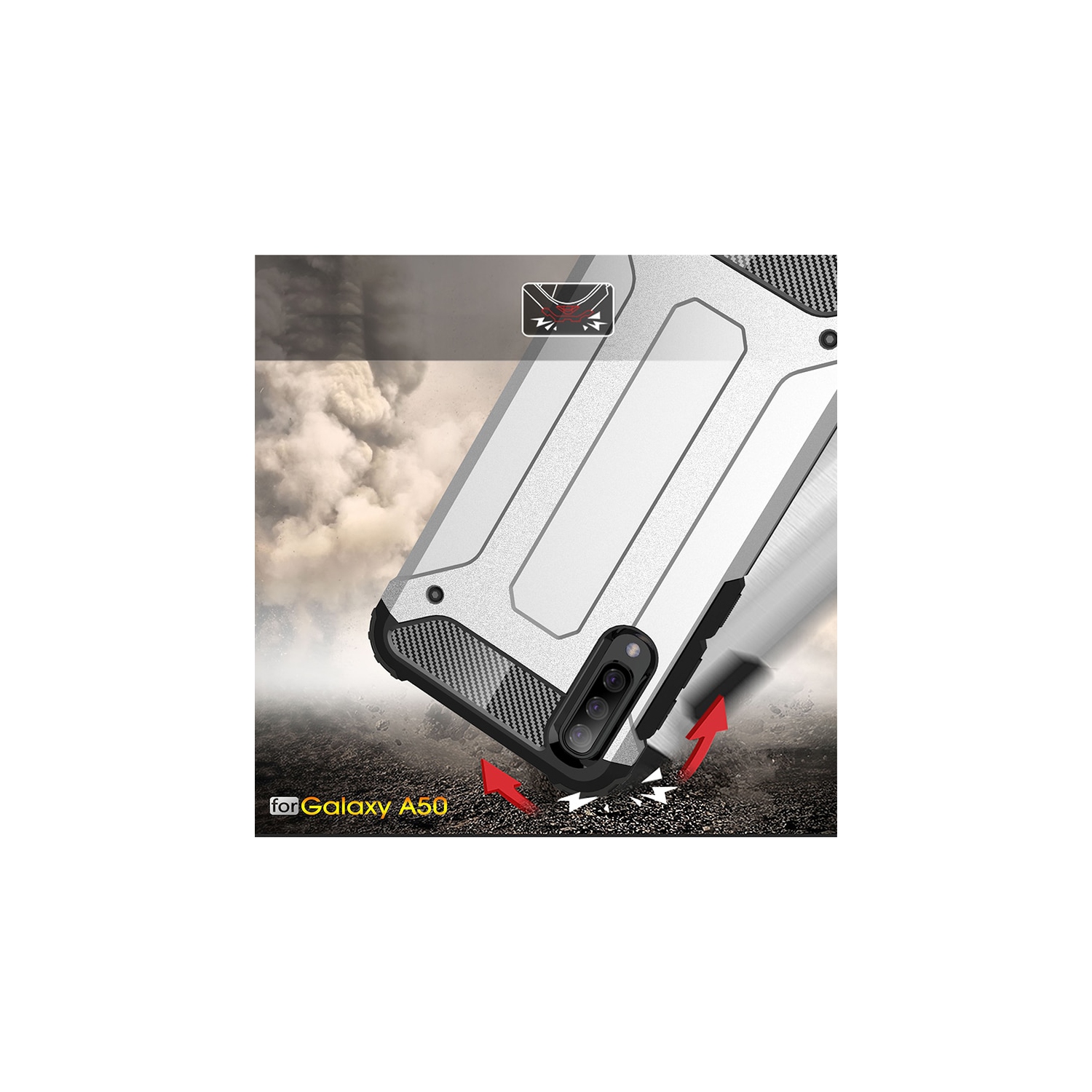 Brushed Metal Case for Samsung Galaxy A20 Rugged Cover