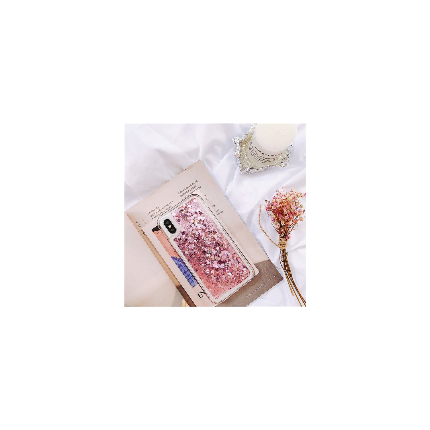 Samsung Galaxy A20 Case Dry Flower Liquid Glitter Back Cover