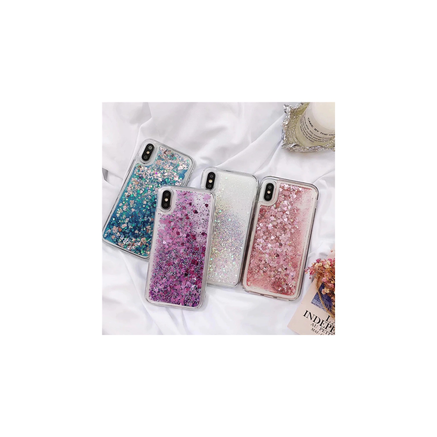 Samsung Galaxy A20 Case Dry Flower Liquid Glitter Back Cover
