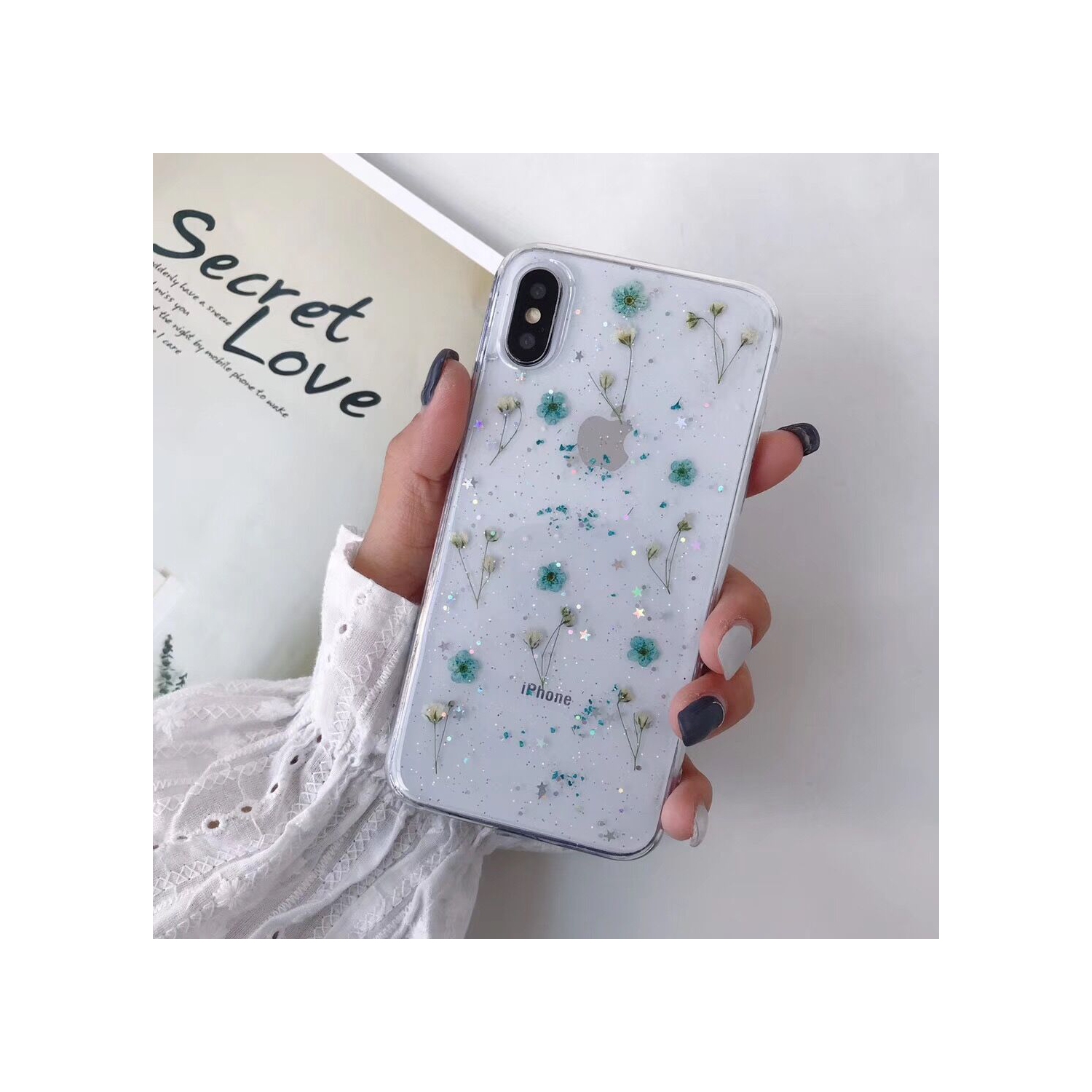 Samsung Galaxy A20 Case Dry Flower Liquid Glitter Back Cover