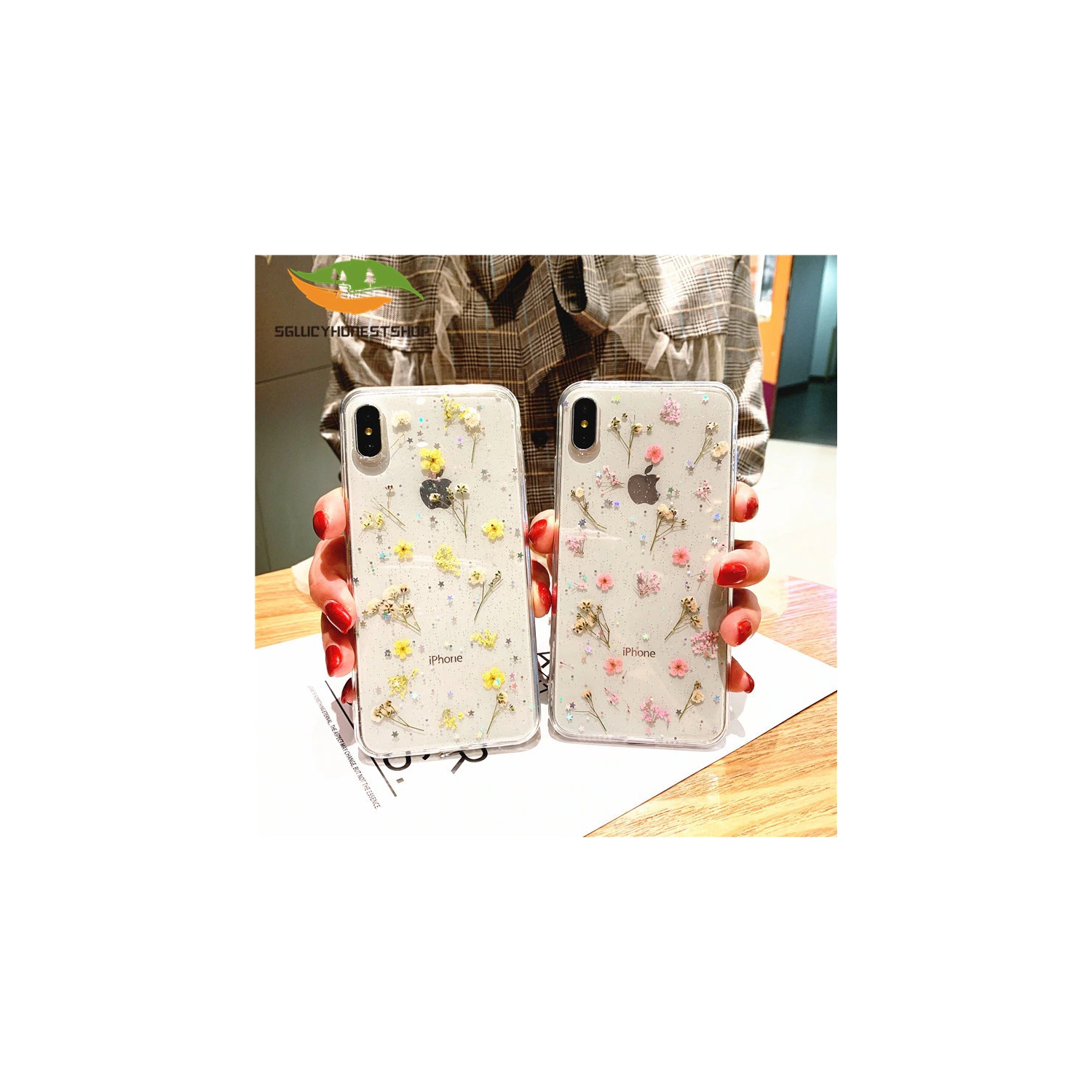 Samsung Galaxy A20 Case Dry Flower Liquid Glitter Back Cover