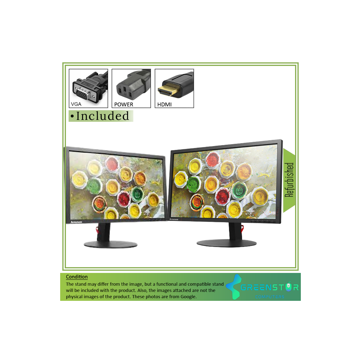 Refurbished(Good) - ''Lot Of Two'' Lenovo ThinkVision T2224PD 21.5" 1920 x 1080 Widescreen FHD LED Backlight LCD Flat IPS Monitor