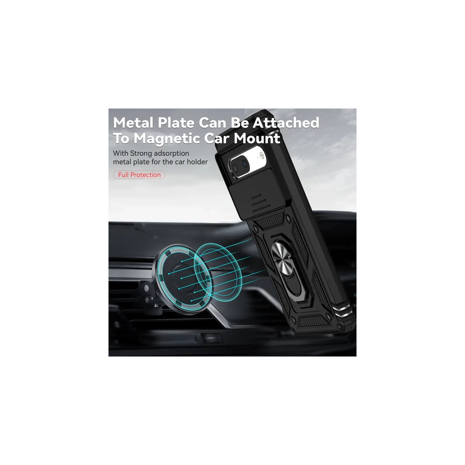 KEEGUARD Case for Google Pixel 7 Pro Military Shockproof Dual Layer KickStand Car Magnet Holder Card Slot Camera Slide Protection- Red