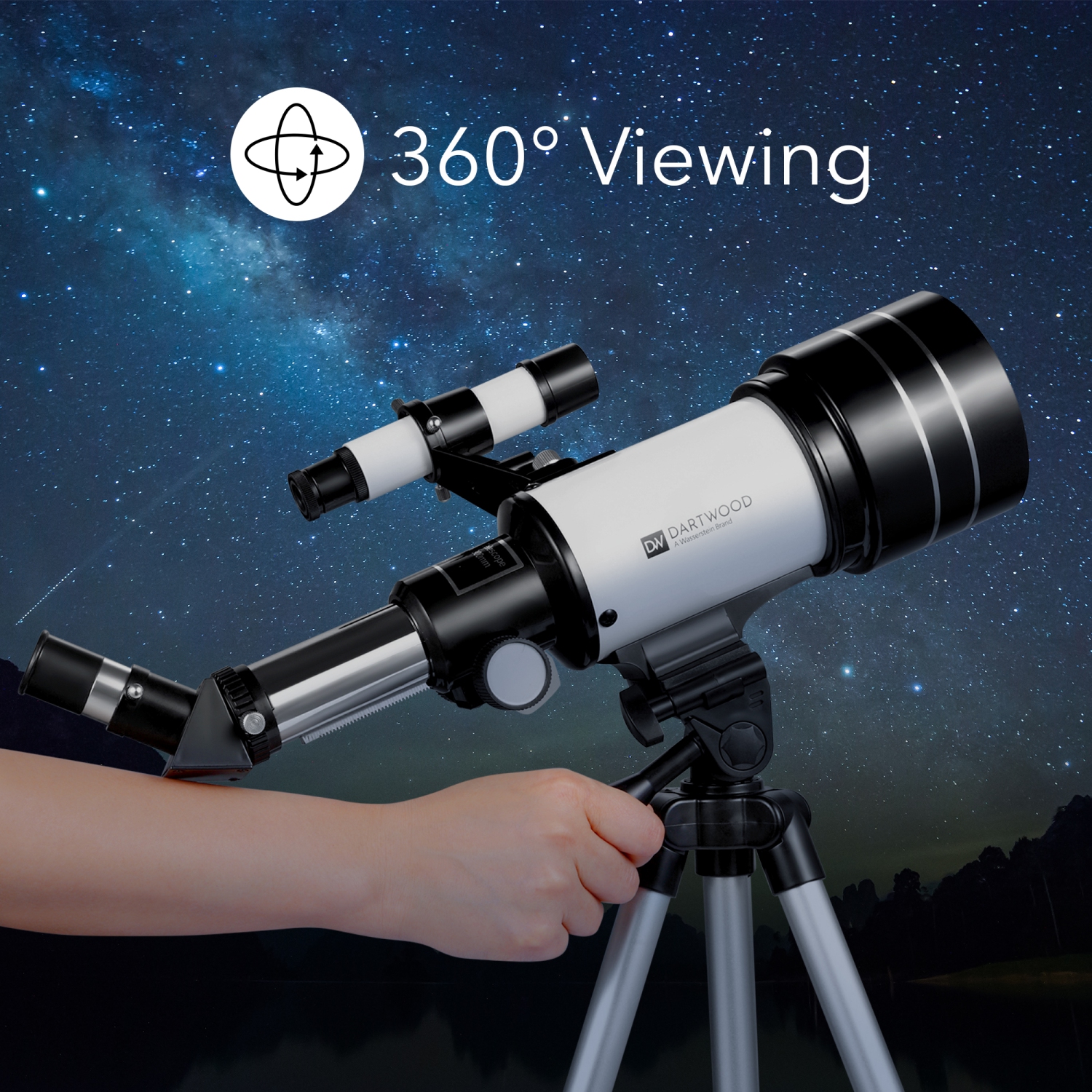 Télescope astronomique de Dartwood - télescope pivotant à 360° - plusieurs oculaires inclus pour différents zooms