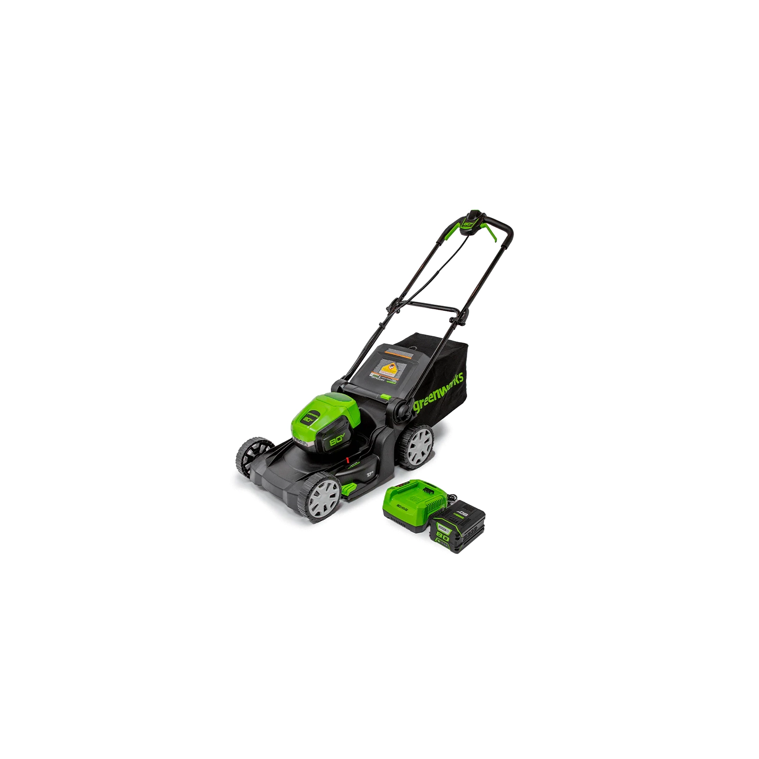 Greenworks 80V 17" Brushless Lawn Push Mower, 2.0Ah Battery and Charger Included