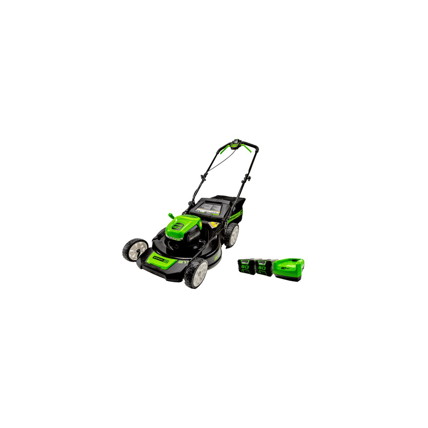 Greenworks 80V 21" Brushless Cordless Push Lawn Mower, (2)2.0 Ah Batteries and Charger Included [75+ Compatible Tools]