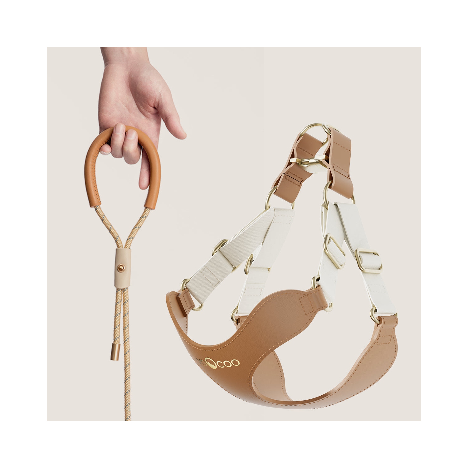 Harnais pour chien et laisse en cuir VOOCOO OOTD P