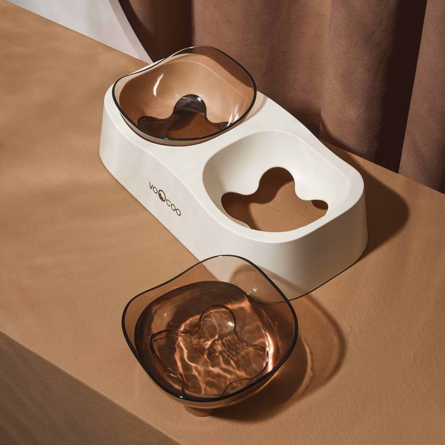 VOOCOO Wave Elevated Pet Food & Water Bowl Duo