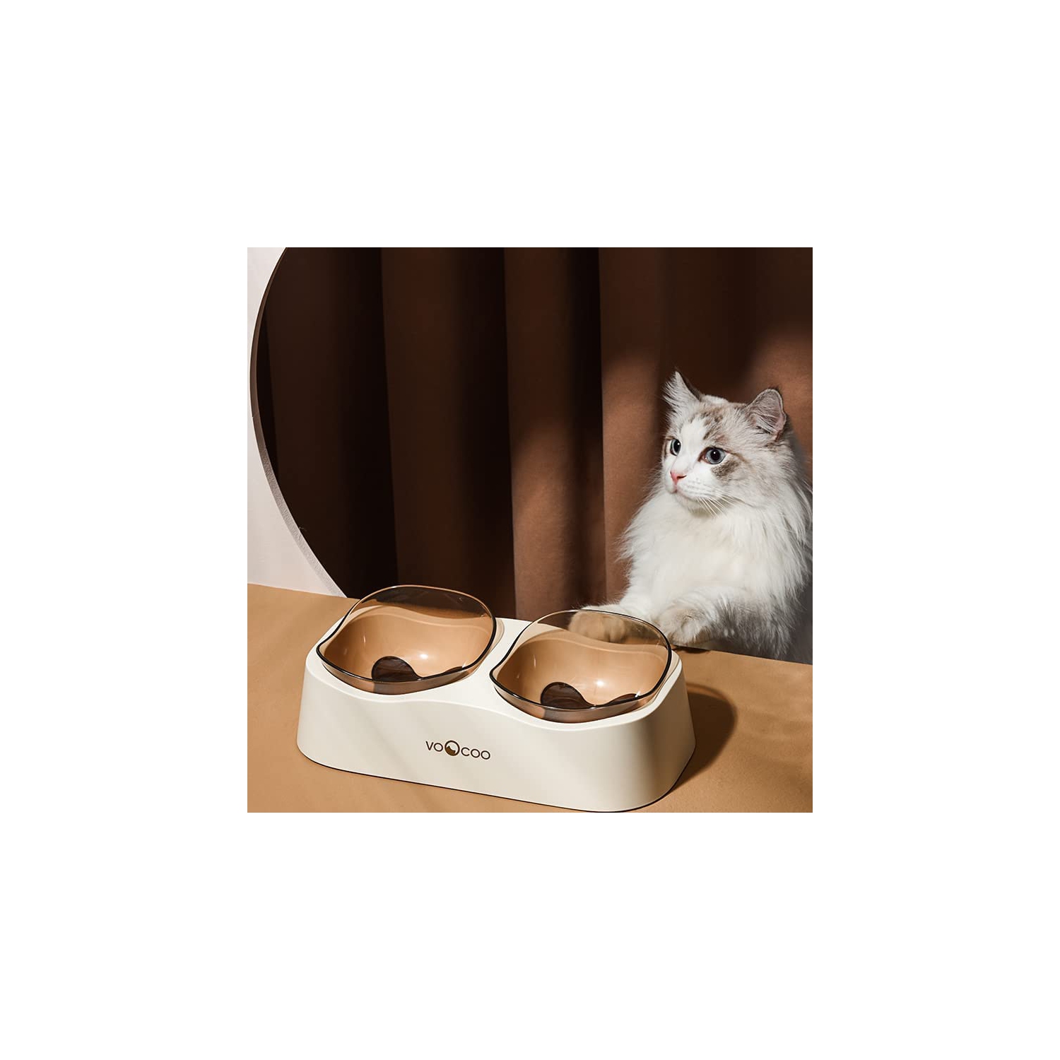 VOOCOO Wave Elevated Pet Food & Water Bowl Duo