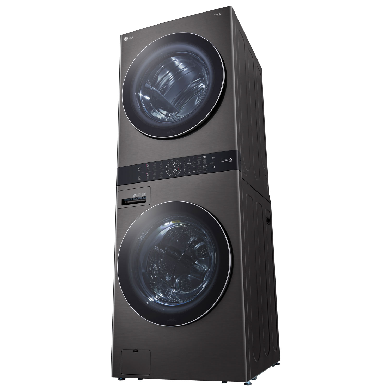 Duo laveuse à vapeur HE de 5,2 pi³ et sécheuse de 7,4 pi³ WashTower de LG - Acier inoxydable noir