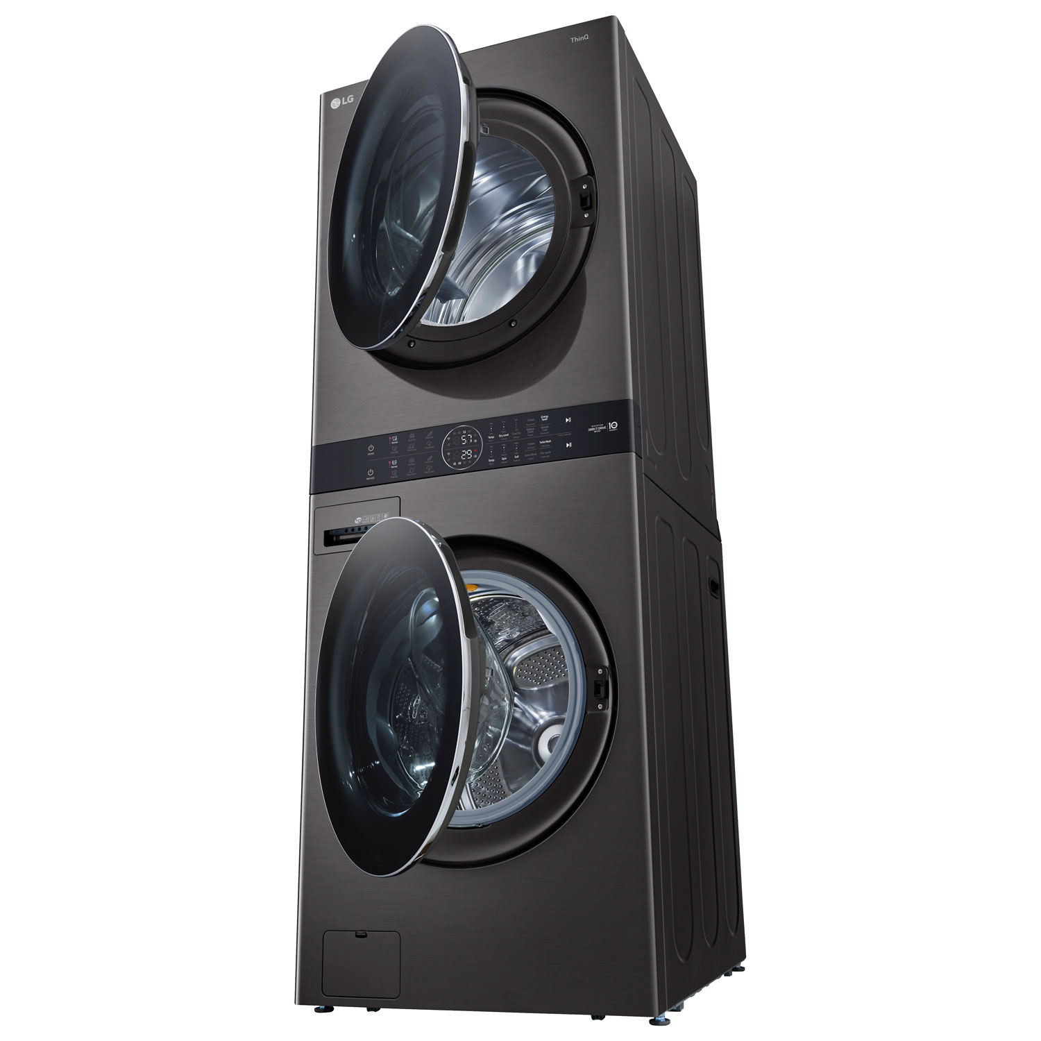 Duo laveuse à vapeur HE de 5,2 pi³ et sécheuse de 7,4 pi³ WashTower de LG - Acier inoxydable noir
