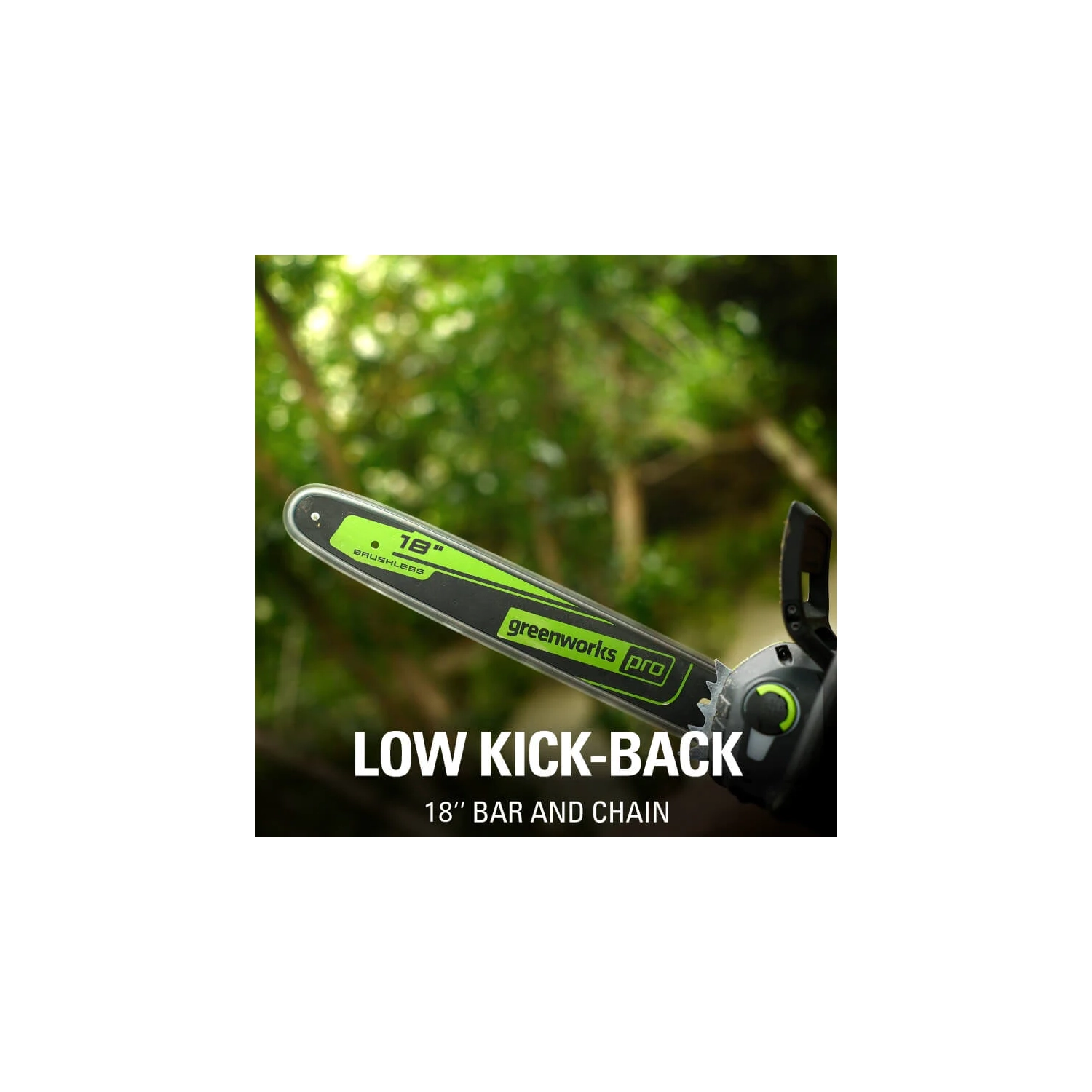 Scie à chaîne Greenworks PRO 80 V, 18 po, batterie de 2.0 Ah et chargeur inclus
