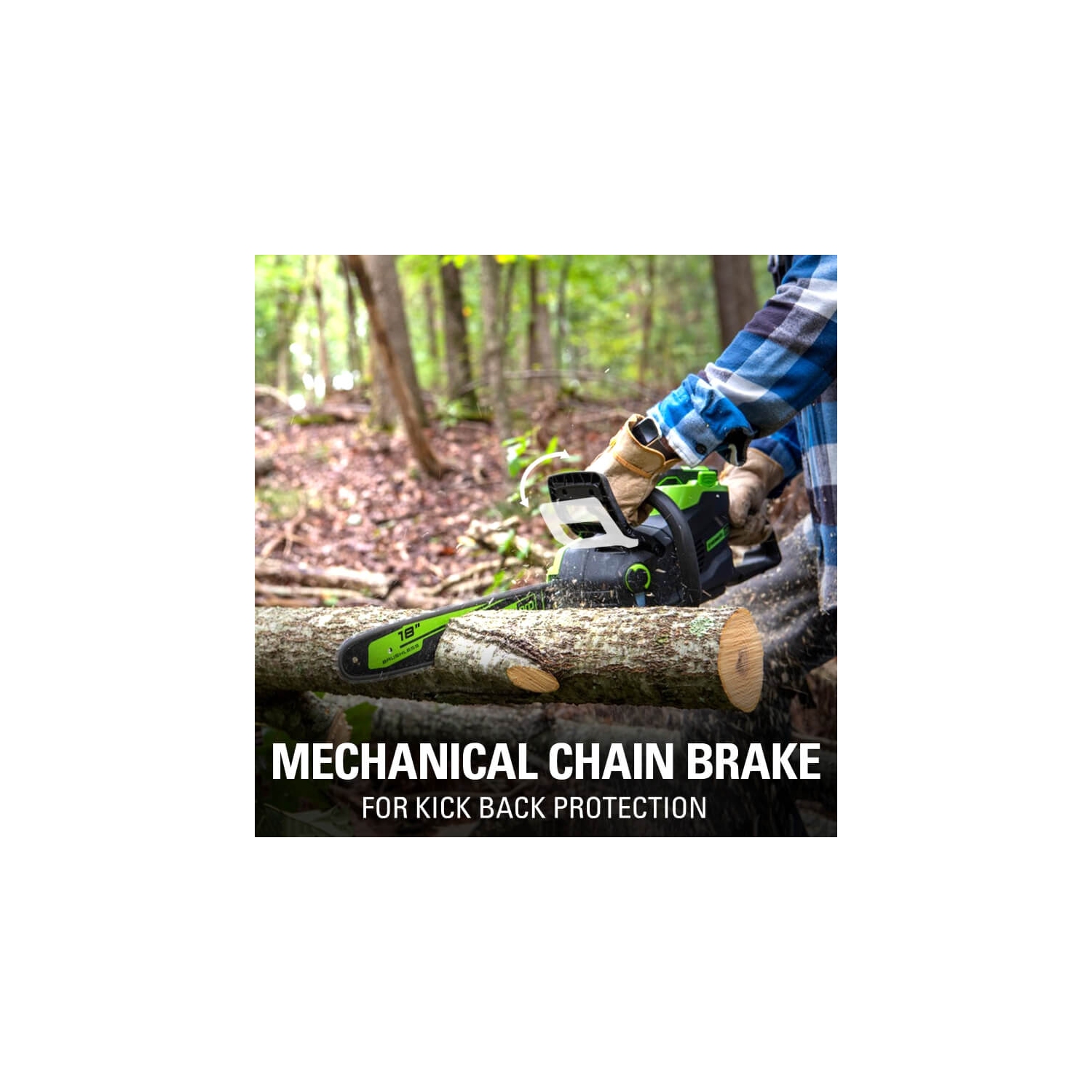 Scie à chaîne Greenworks PRO 80 V, 18 po, batterie de 2.0 Ah et chargeur inclus