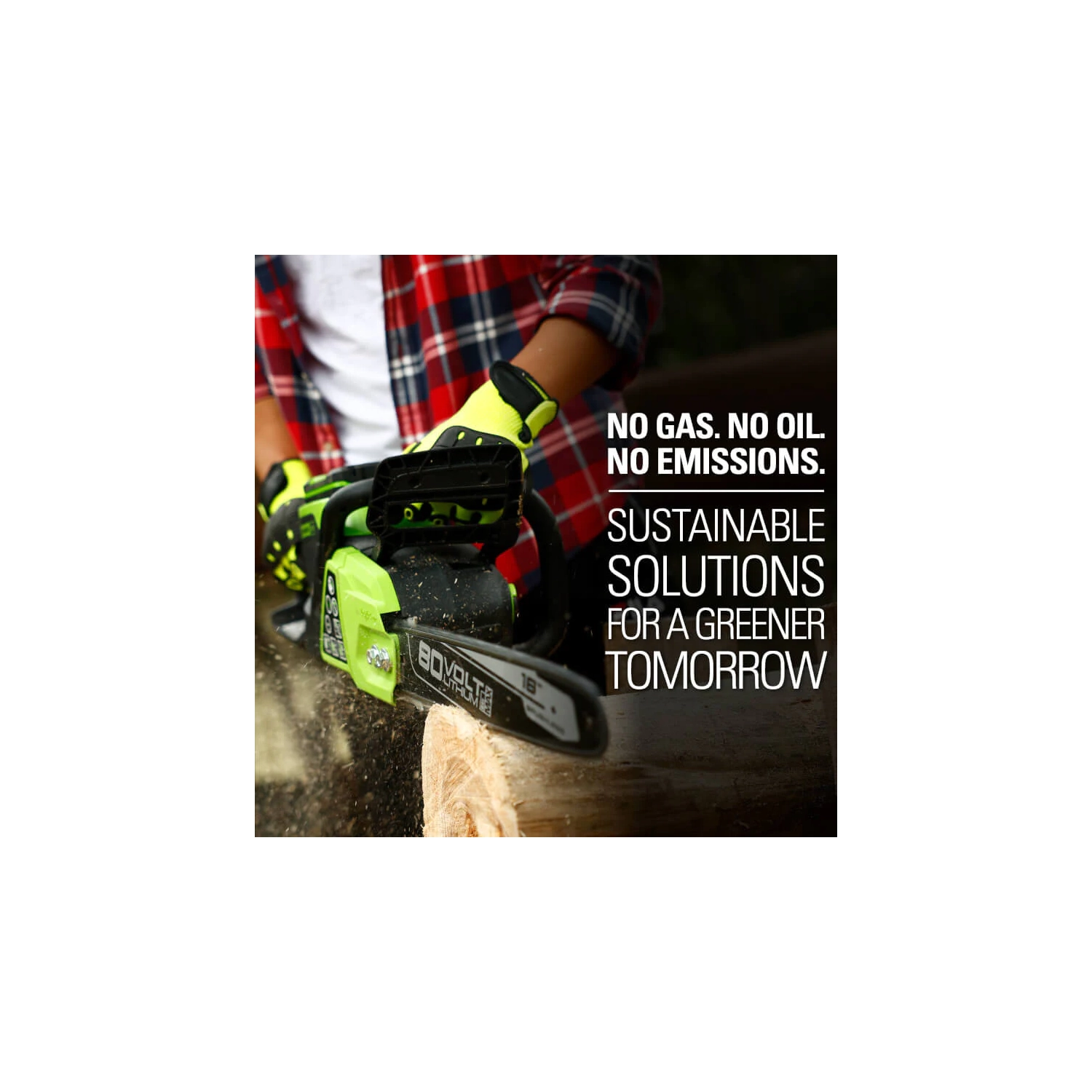 Scie à chaîne Greenworks PRO 80 V, 18 po, batterie de 2.0 Ah et chargeur inclus