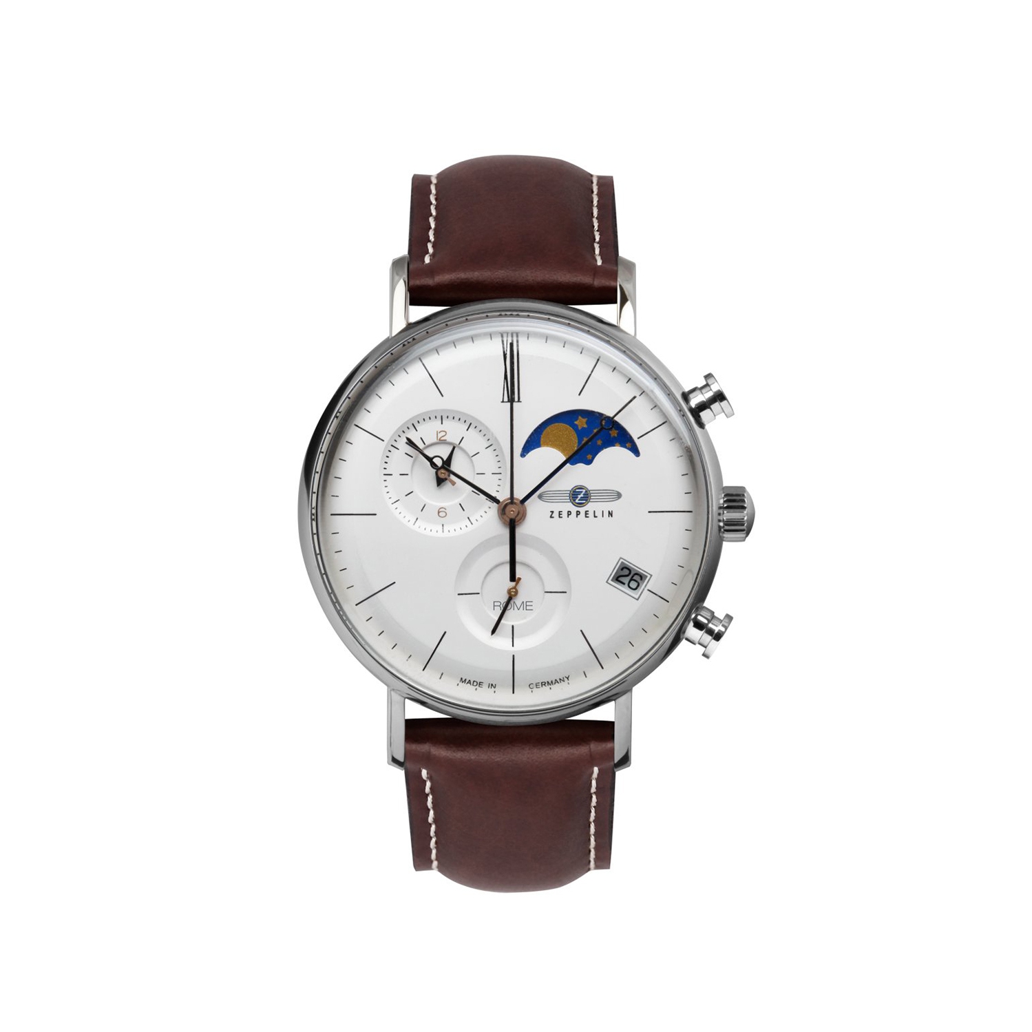 Zeppelin 7198-4 LZ 120 Rome Swiss Quartz Moon phase Chrono